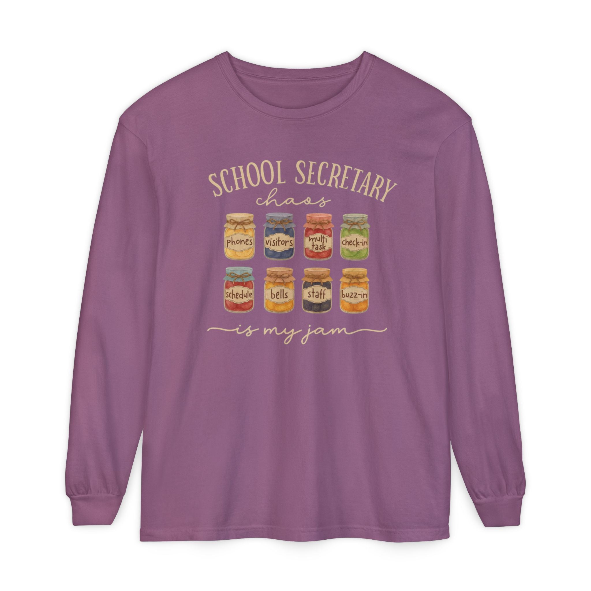 Long Sleeve T-Shirt - School Secretary Jam Design