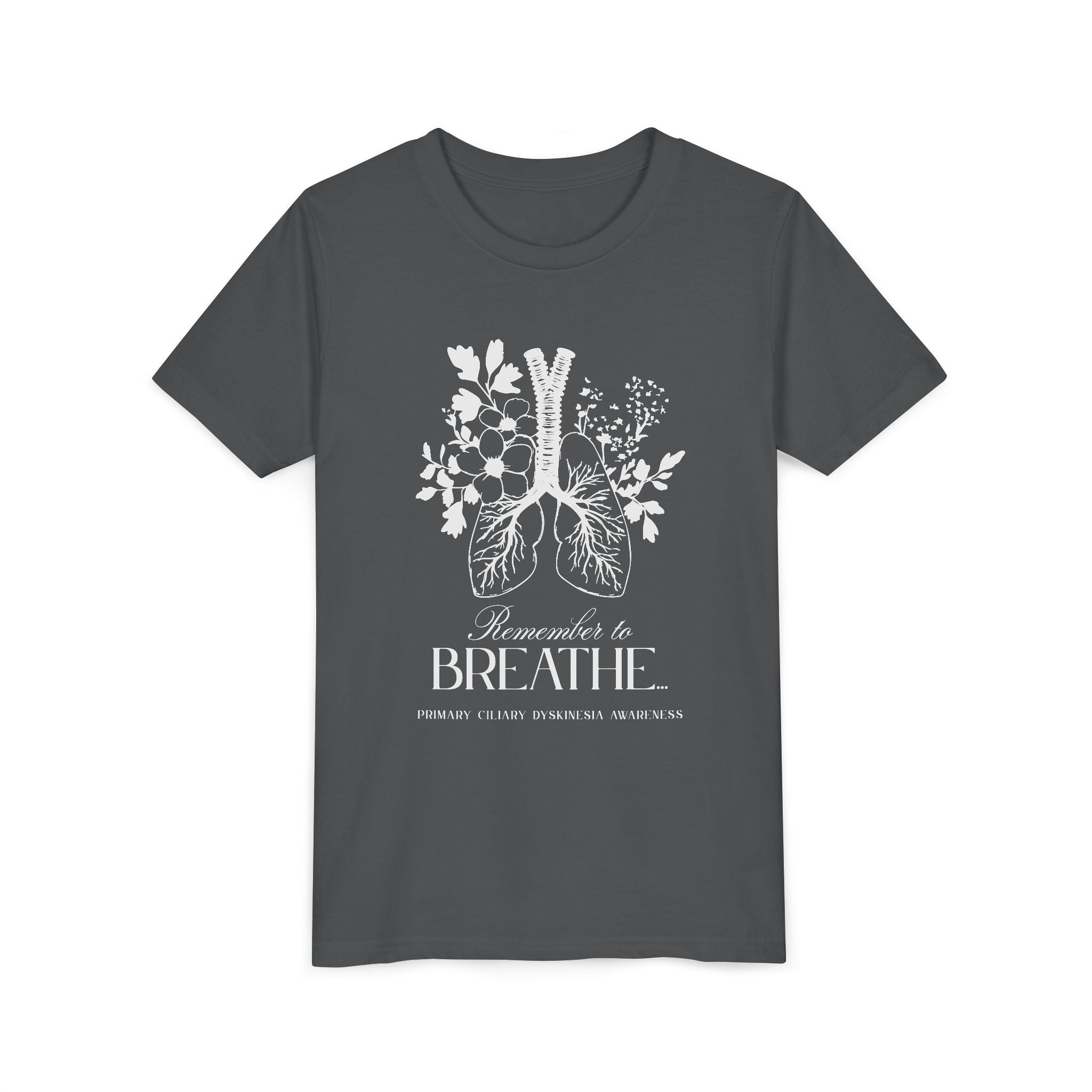 Youth Tee: Remember to Breathe- PCD Awareness