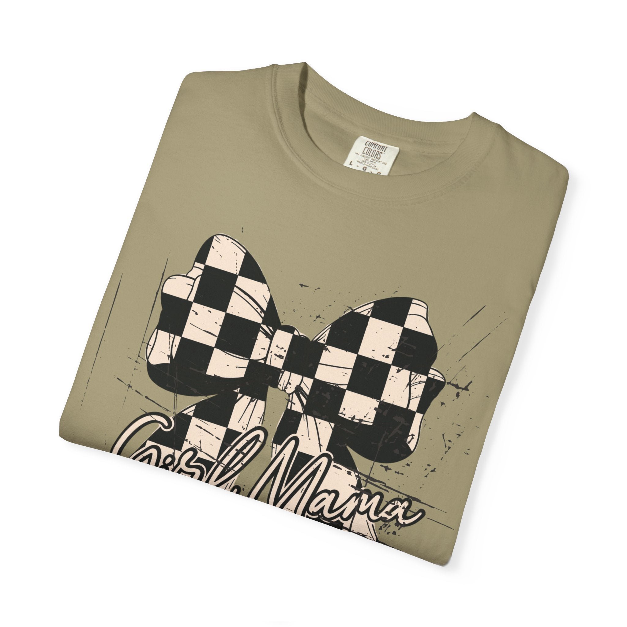 Girl Mama-Distressed Checkered Coquette Tee