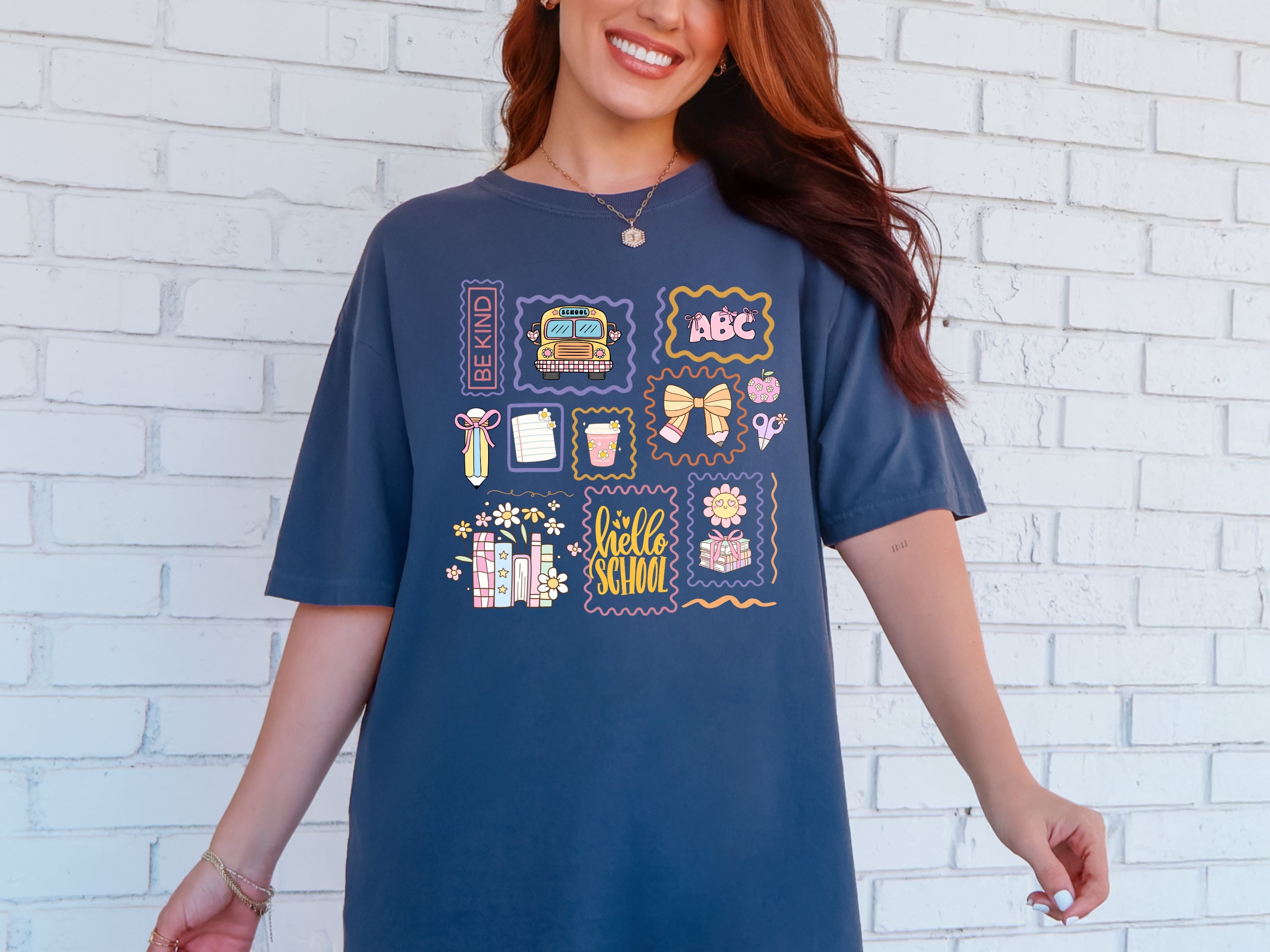 Whimsical Teacher Stamp Design Graphic Tee