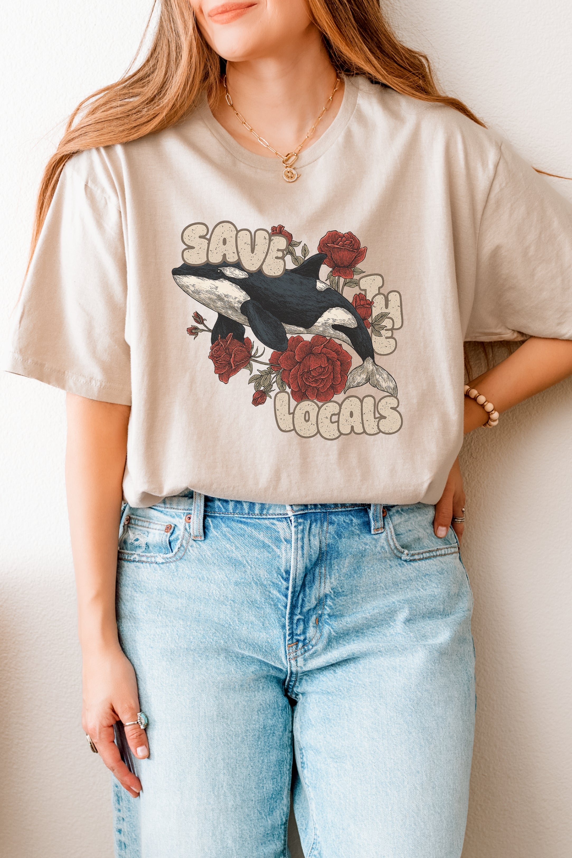 Save the Locals Orca T-Shirt, Eco-Friendly Tee, Whale Conservation Apparel, Unisex Graphic Shirt, Unique Gift for Nature Lovers