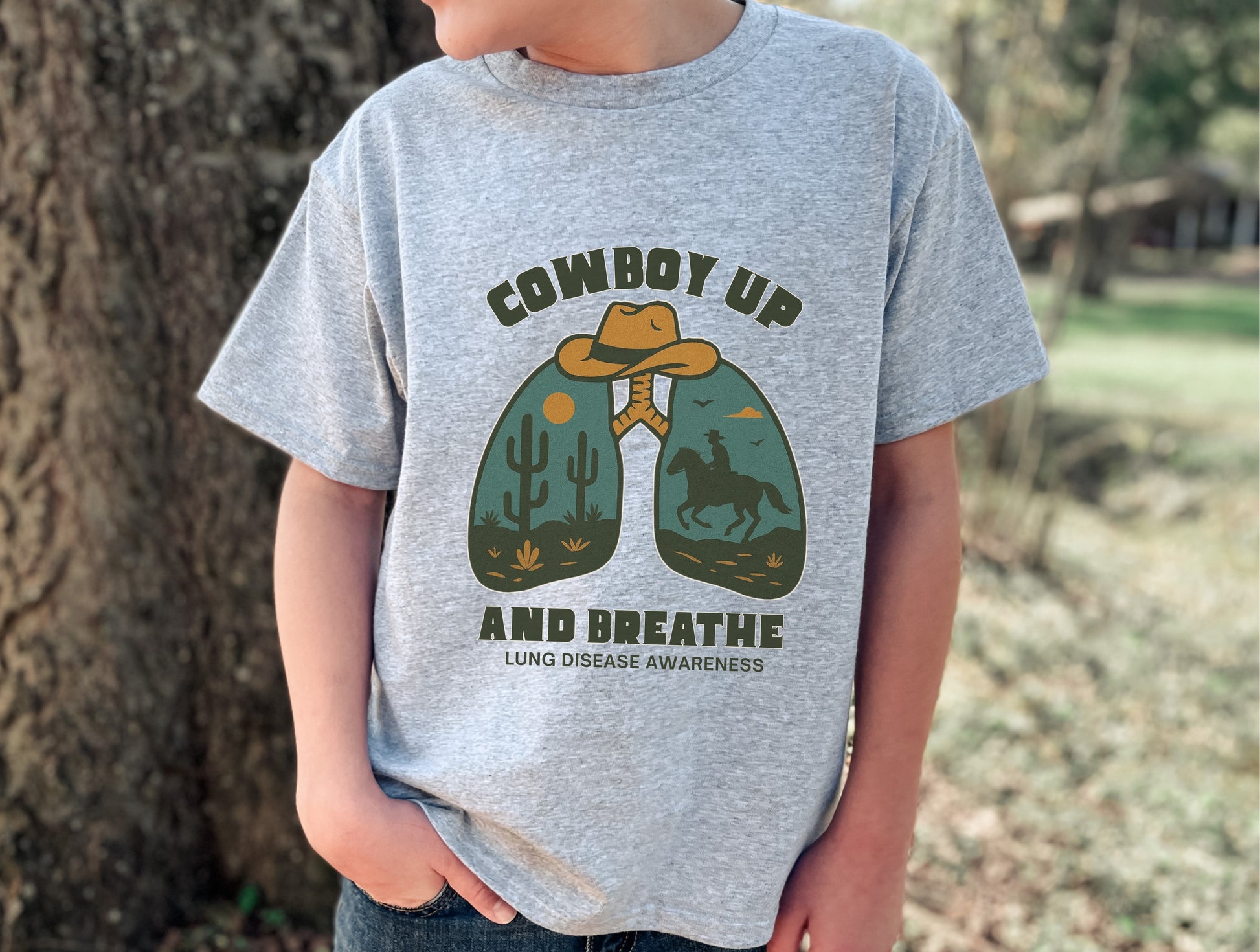 Kids Tee - Cowboy up & Breathe Youth