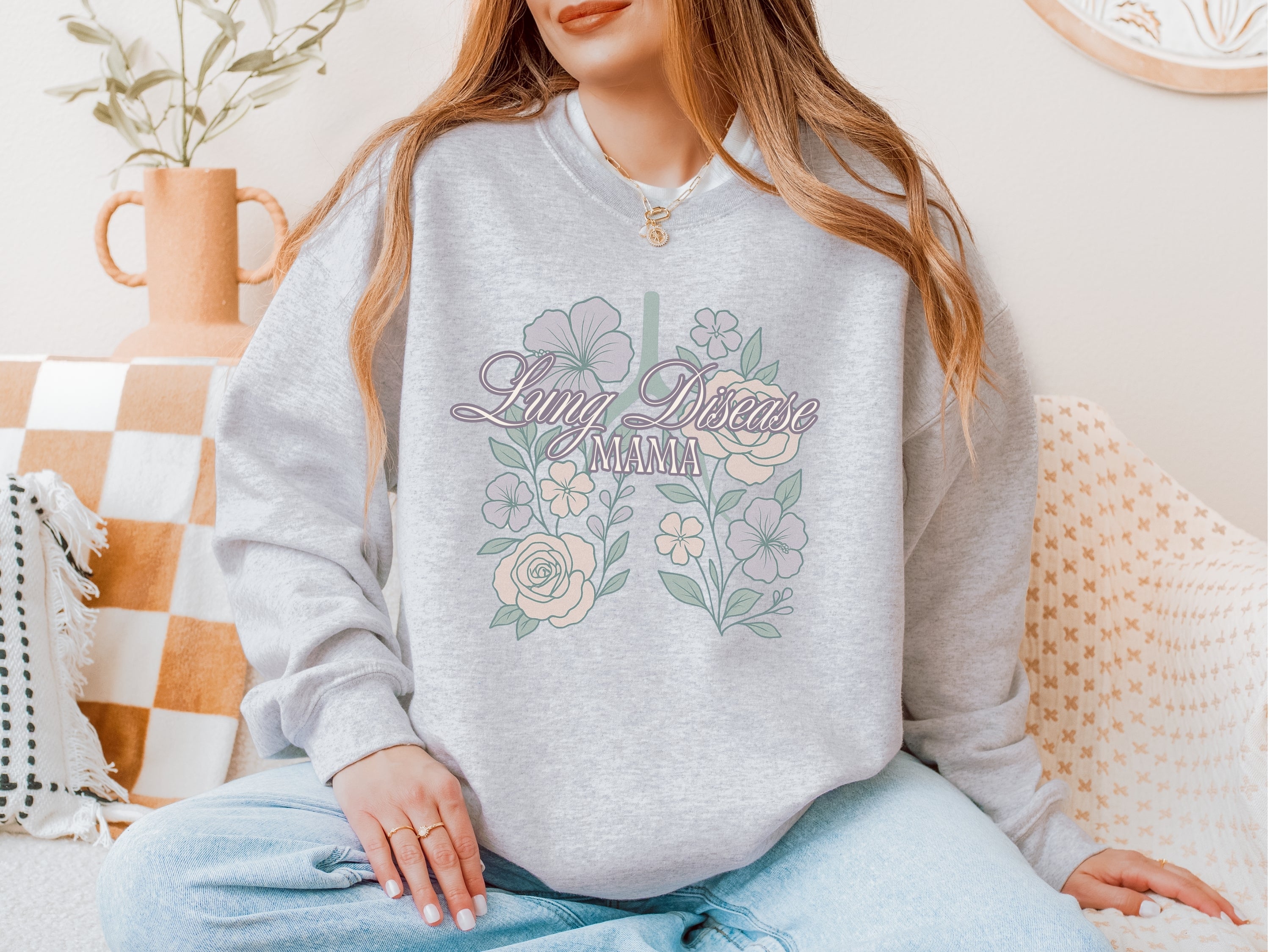 Floral Lung Disease Mama Sweatshirt