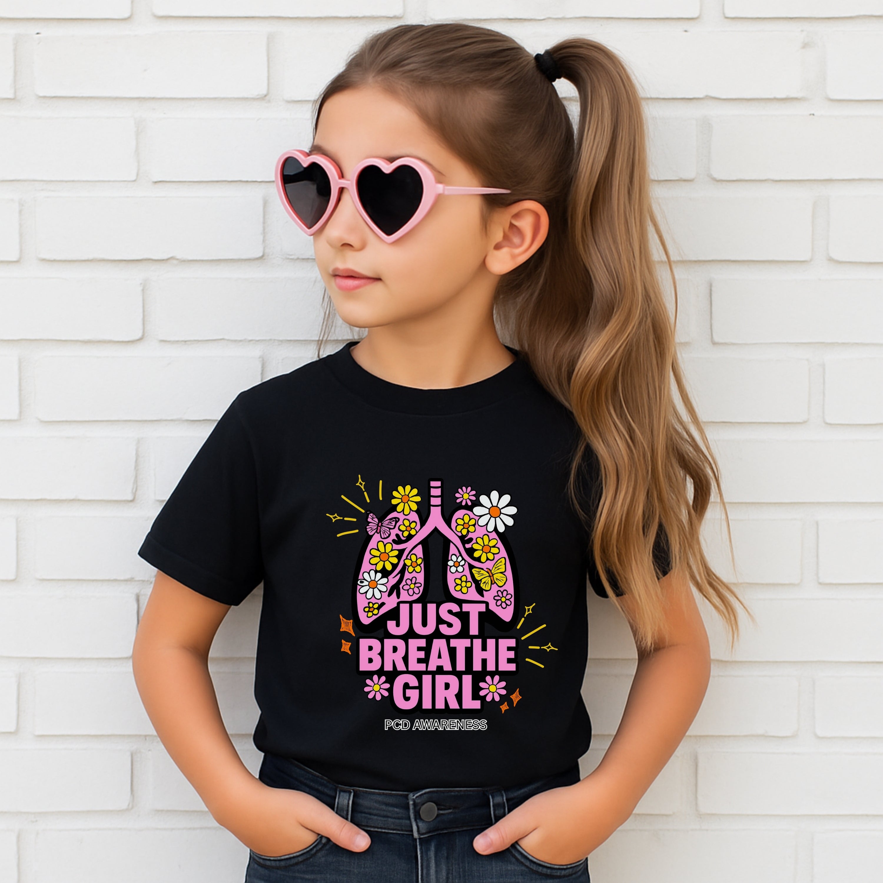 Kids T-Shirt - Just Breathe Girl PCD Design
