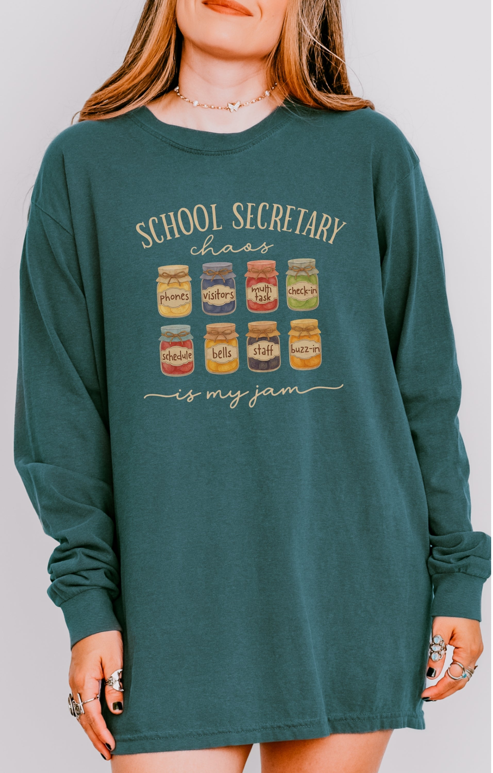 Long Sleeve T-Shirt - School Secretary Jam Design
