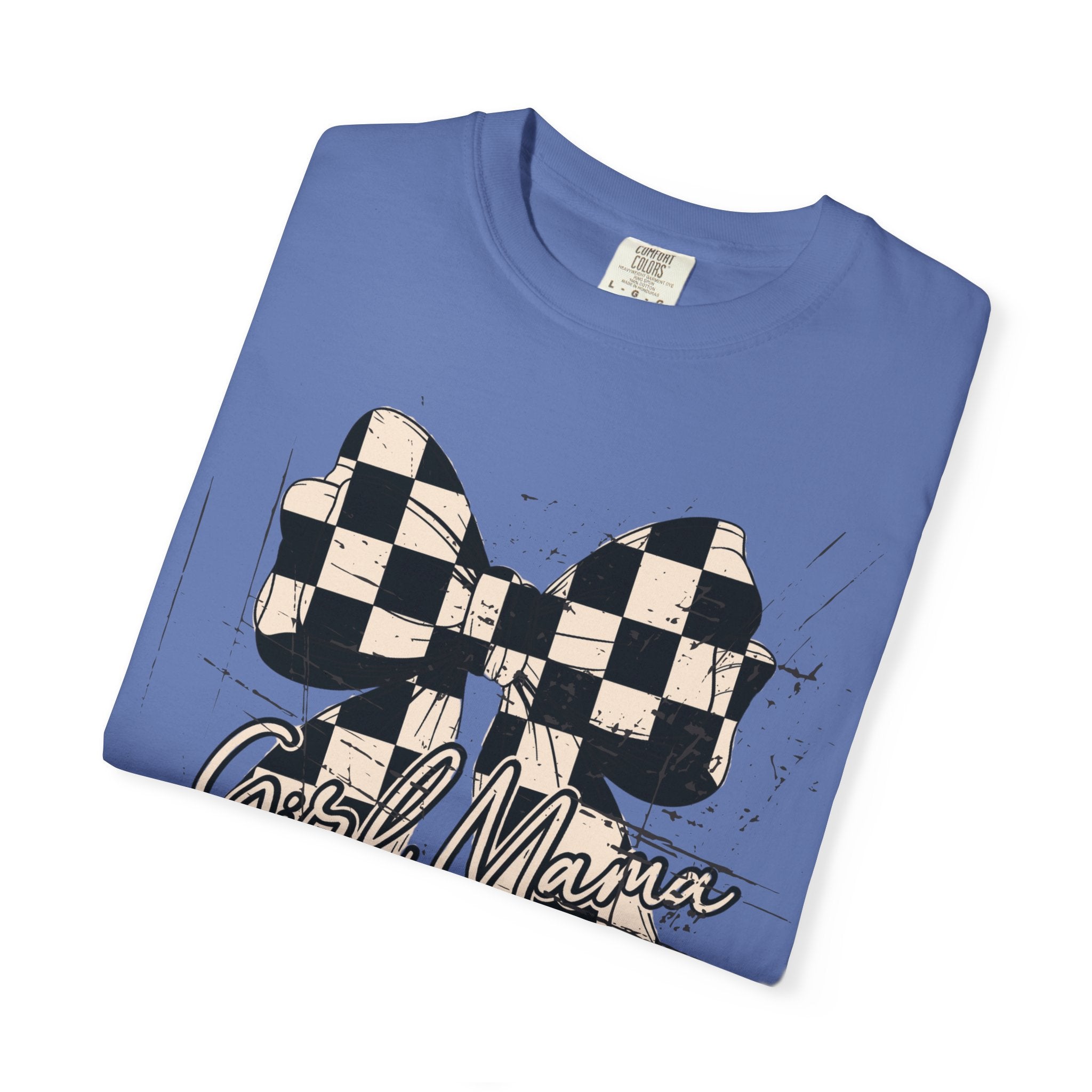 Girl Mama-Distressed Checkered Coquette Tee