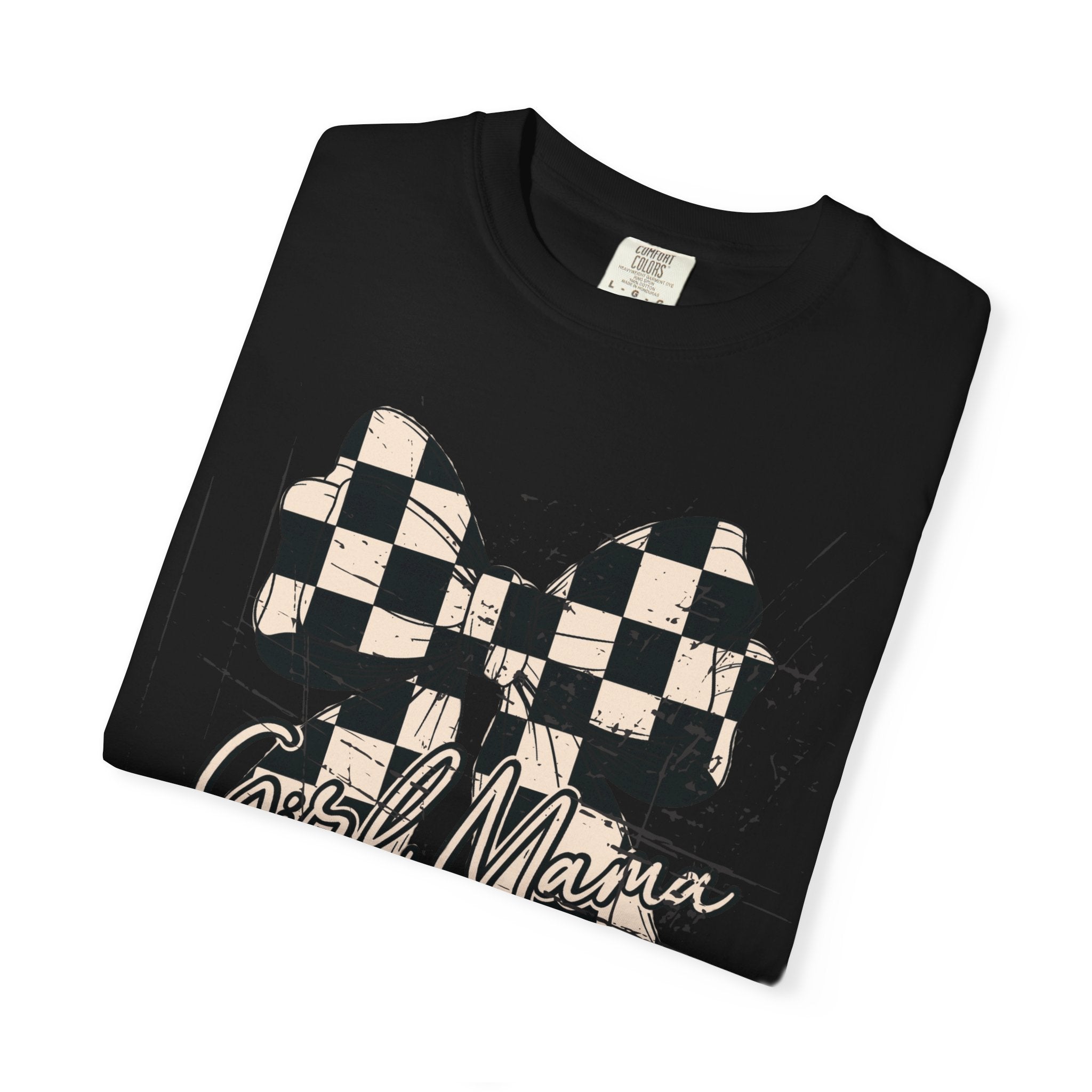 Girl Mama-Distressed Checkered Coquette Tee