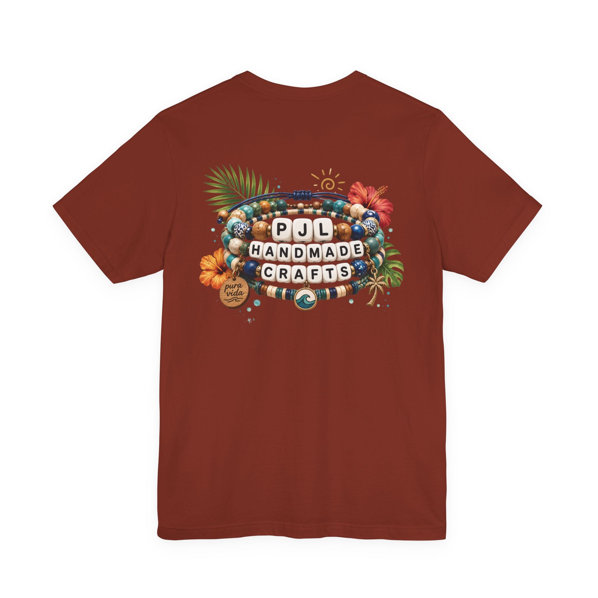 PJL Handmade Crafts Beaded Logo T-Shirt