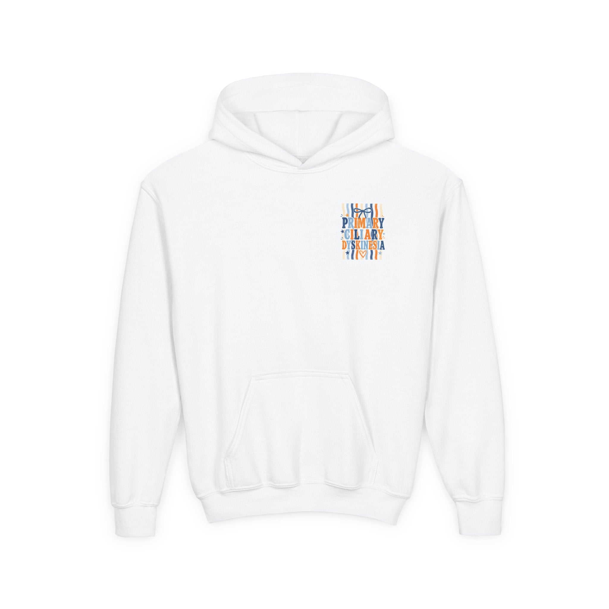The Jentri- Youth Hoodie - "Primary Ciliary Dyskinesia" Awareness Pullover (Blue & Orange Ribbon Design)
