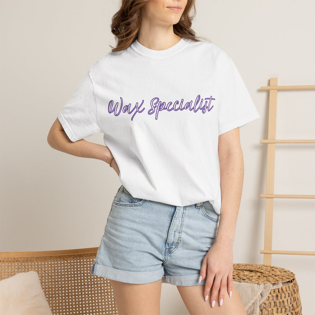 Wax Specialist T-Shirt — Lavender Script Tee