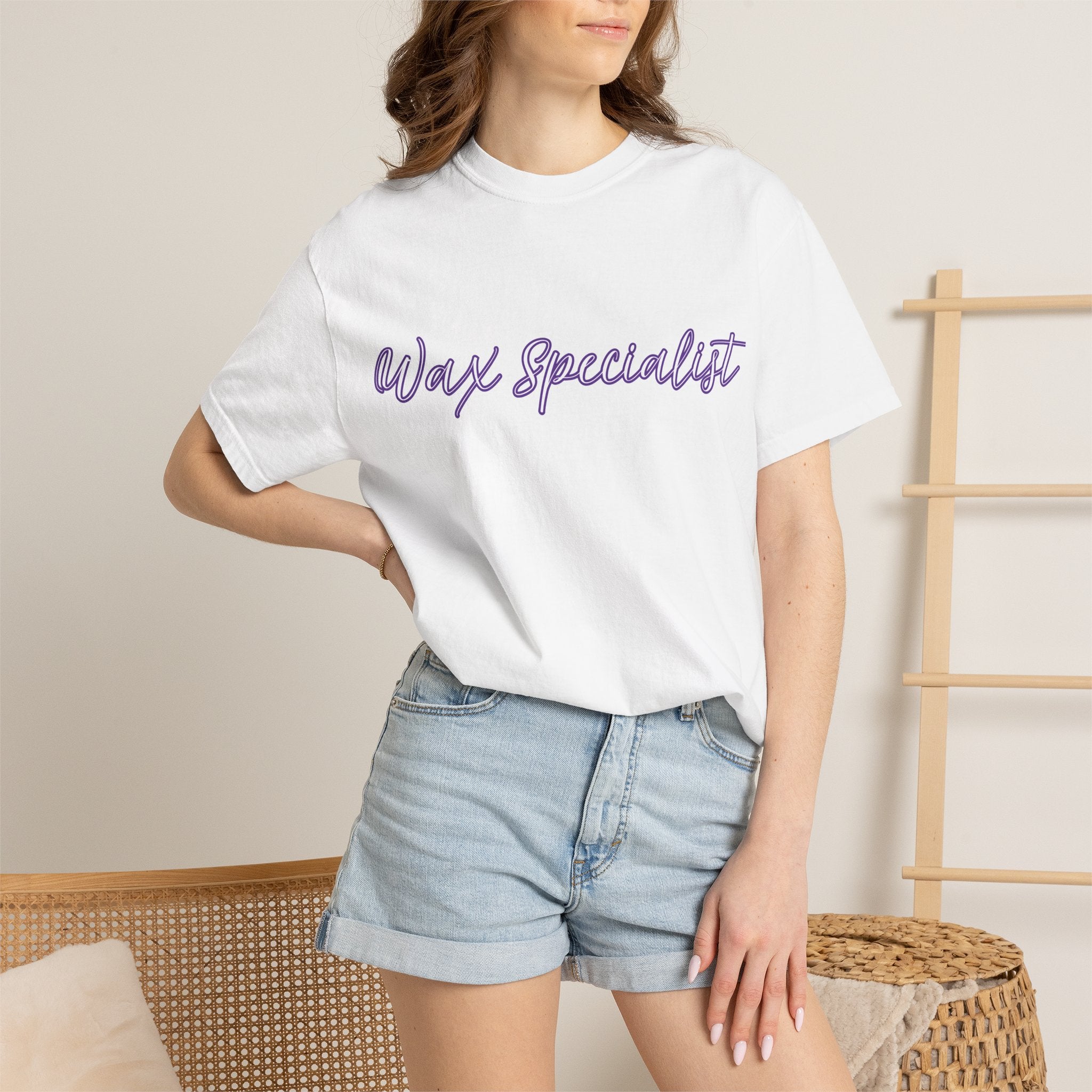Wax Specialist T-Shirt — Lavender Script Tee
