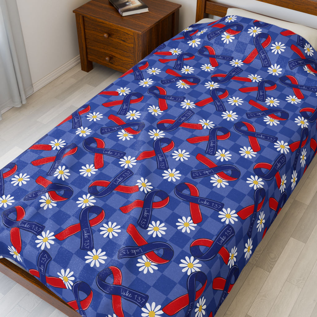 CHD Awareness Daisy Velveteen Plush Blanket