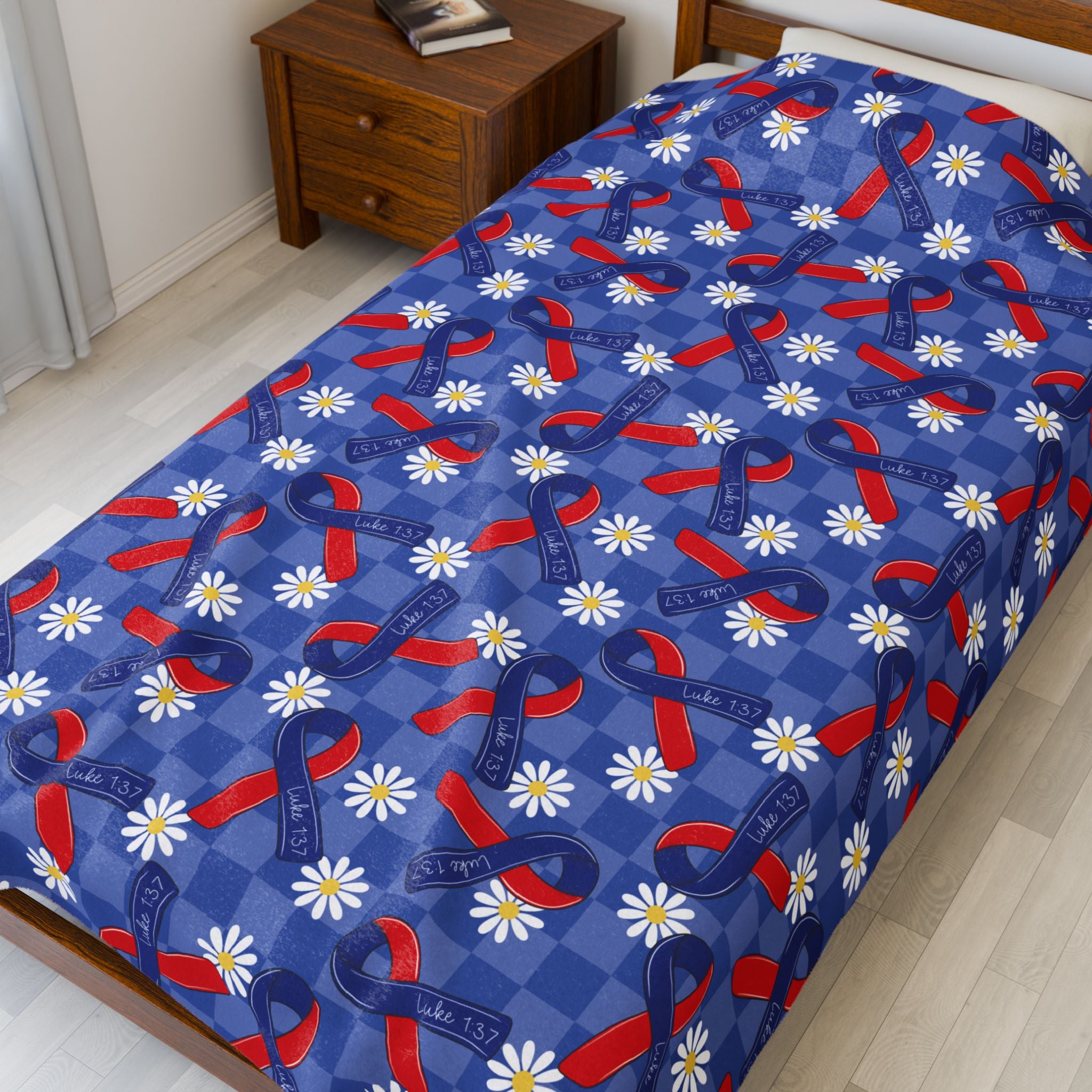 CHD Awareness Daisy Velveteen Plush Blanket