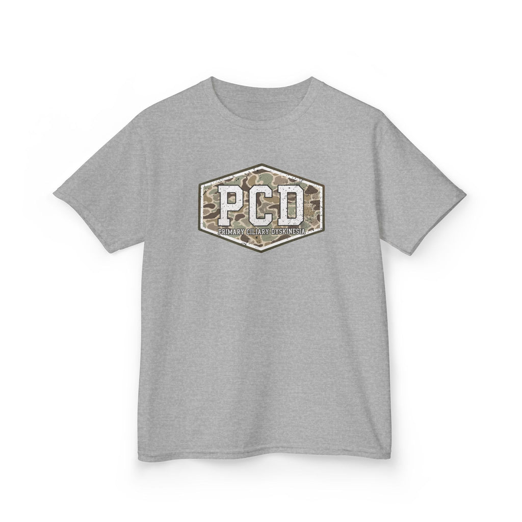 Youth PCD Camo Logo T-Shirt — Primary Ciliary Dyskinesia Awareness Tee