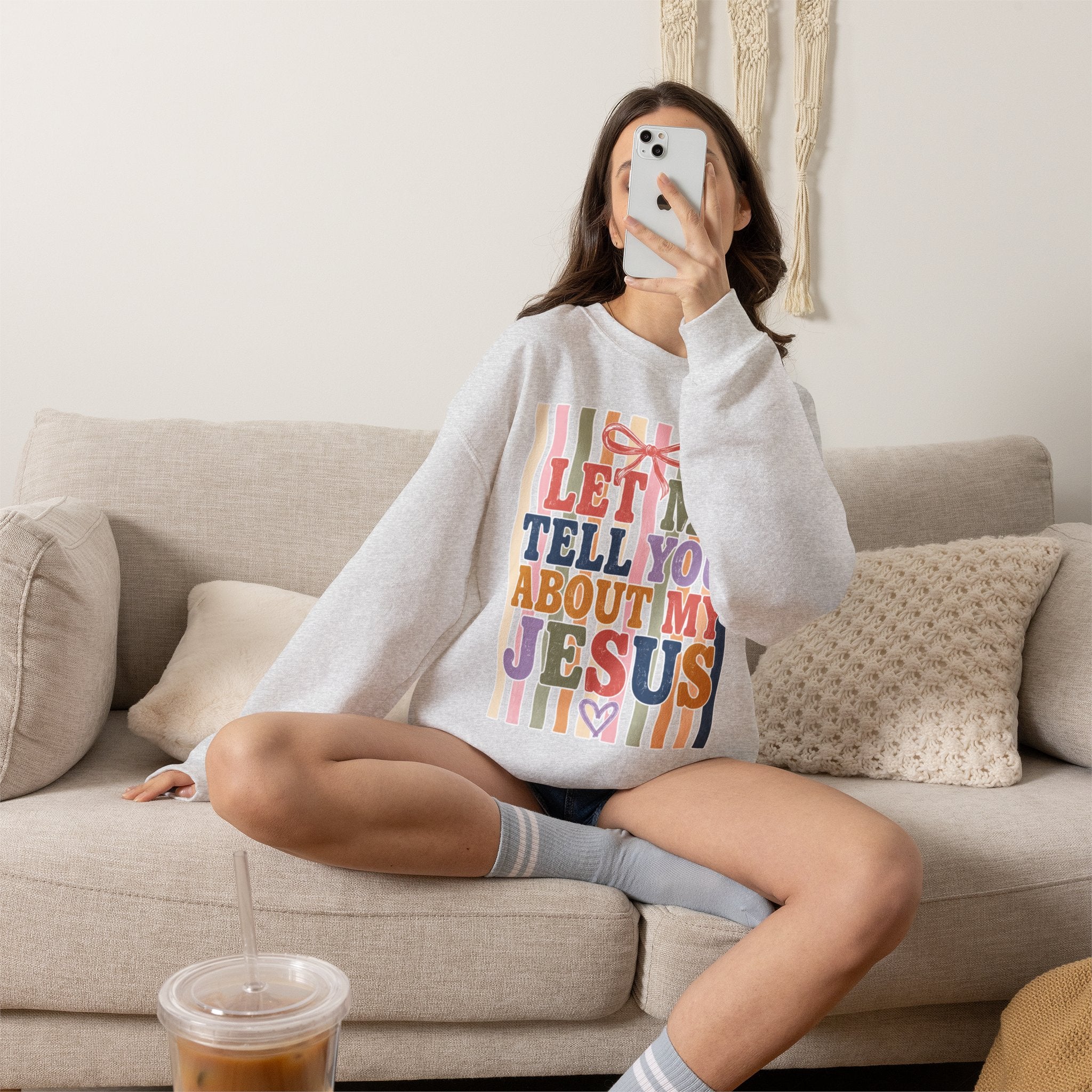 Let Me Tell You About My Jesus Sweatshirt — Colorful Christian Crewneck