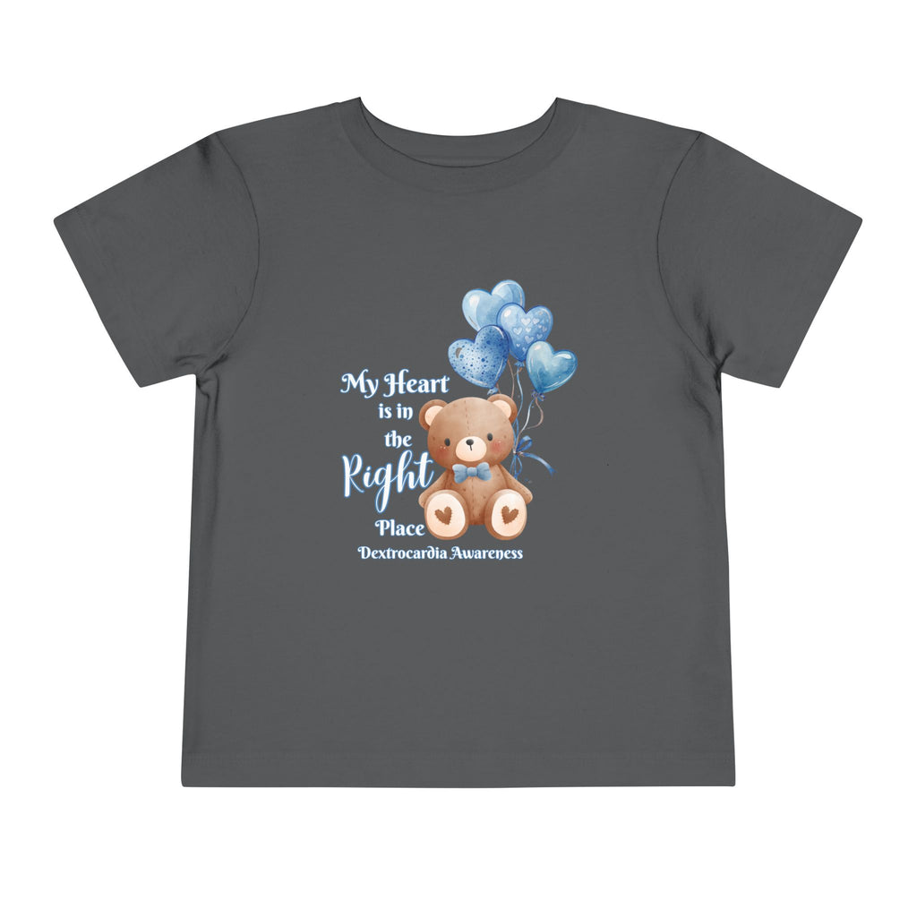 Toddler Tee — "My Heart Is in the Right Place" Dextrocardia Bear