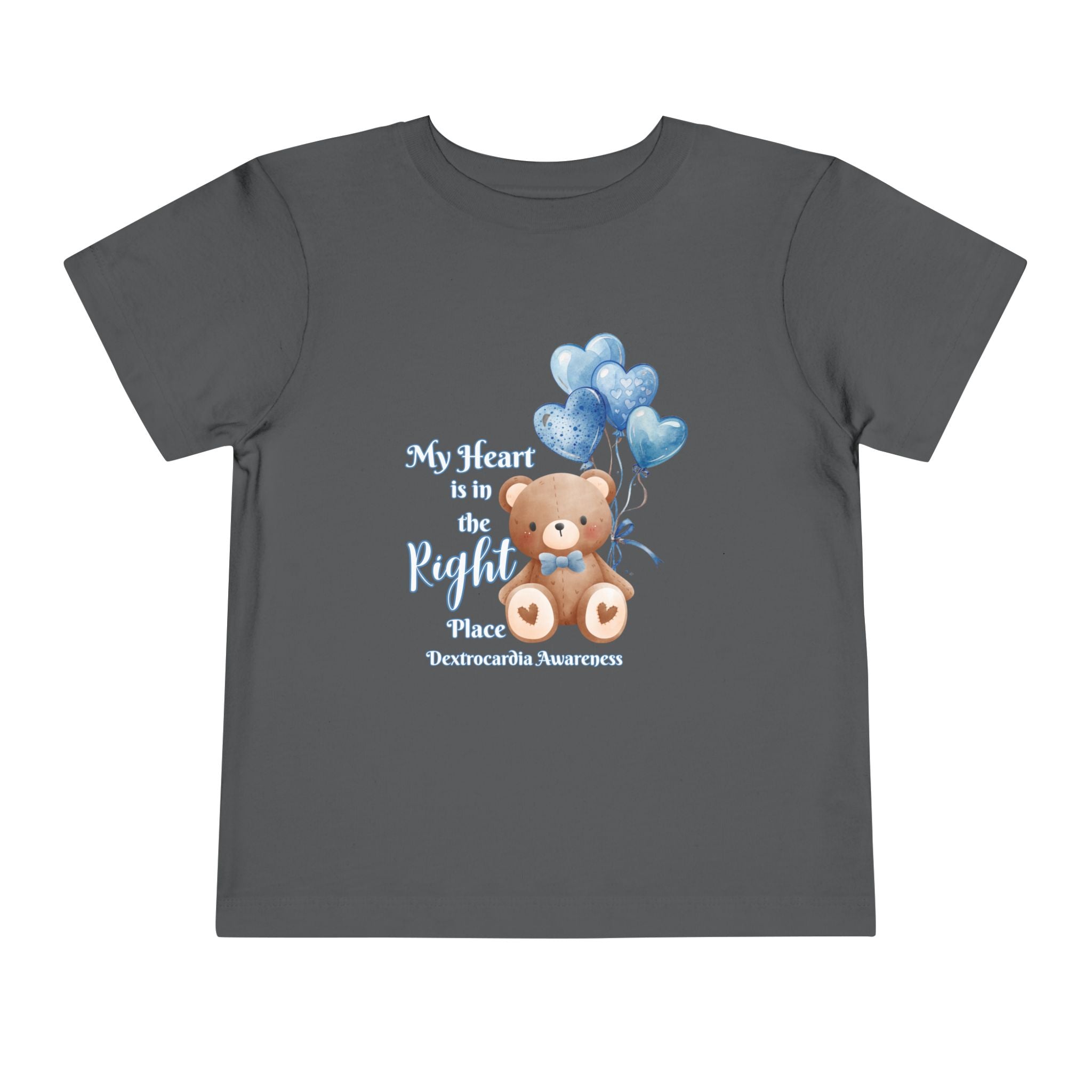 Toddler Tee — "My Heart Is in the Right Place" Dextrocardia Bear