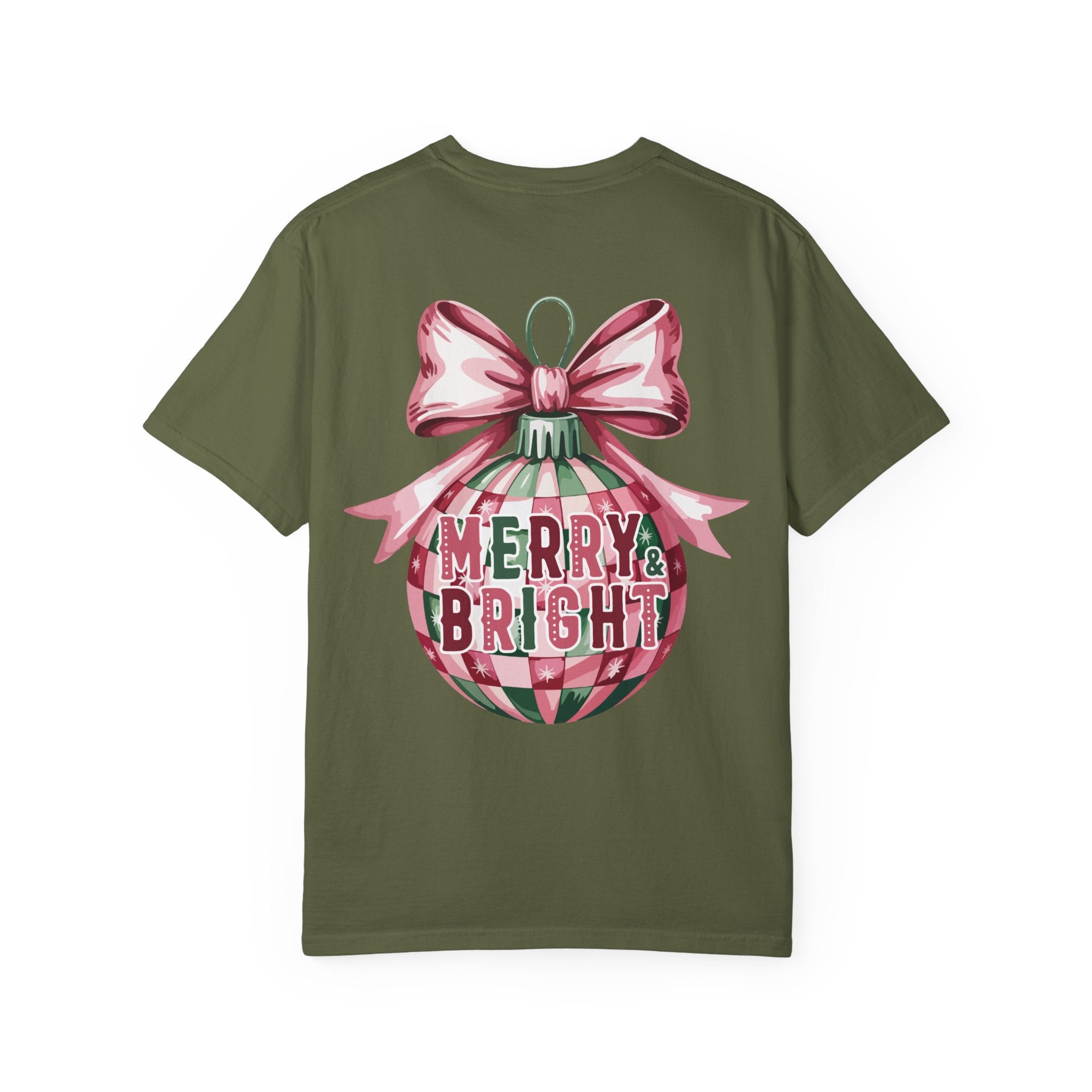 Holiday Patchwork Tee - "Merry & Bright" Graphic T-Shirt