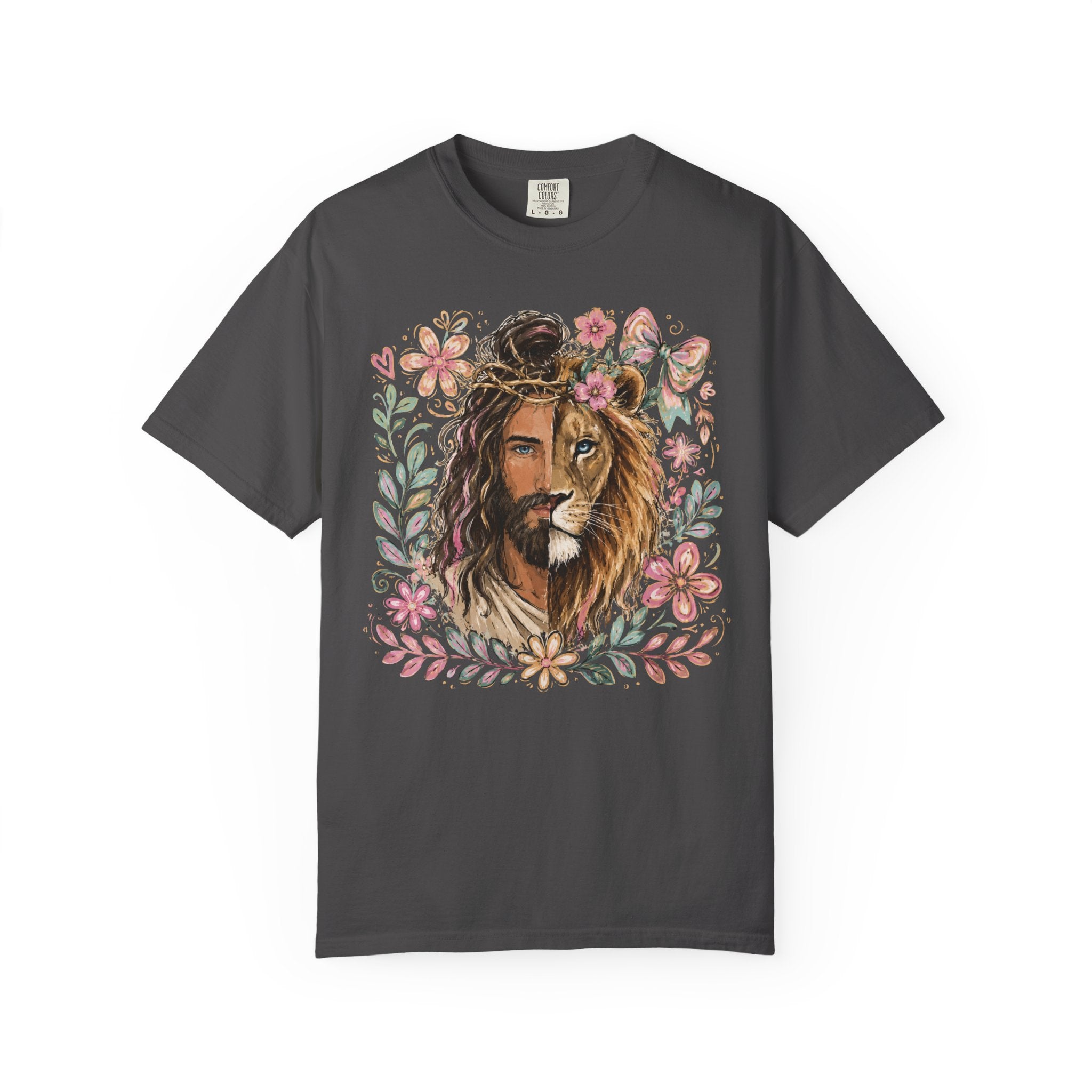 Lion of Judah T‑Shirt — Jesus and Lion Floral Faith Tee