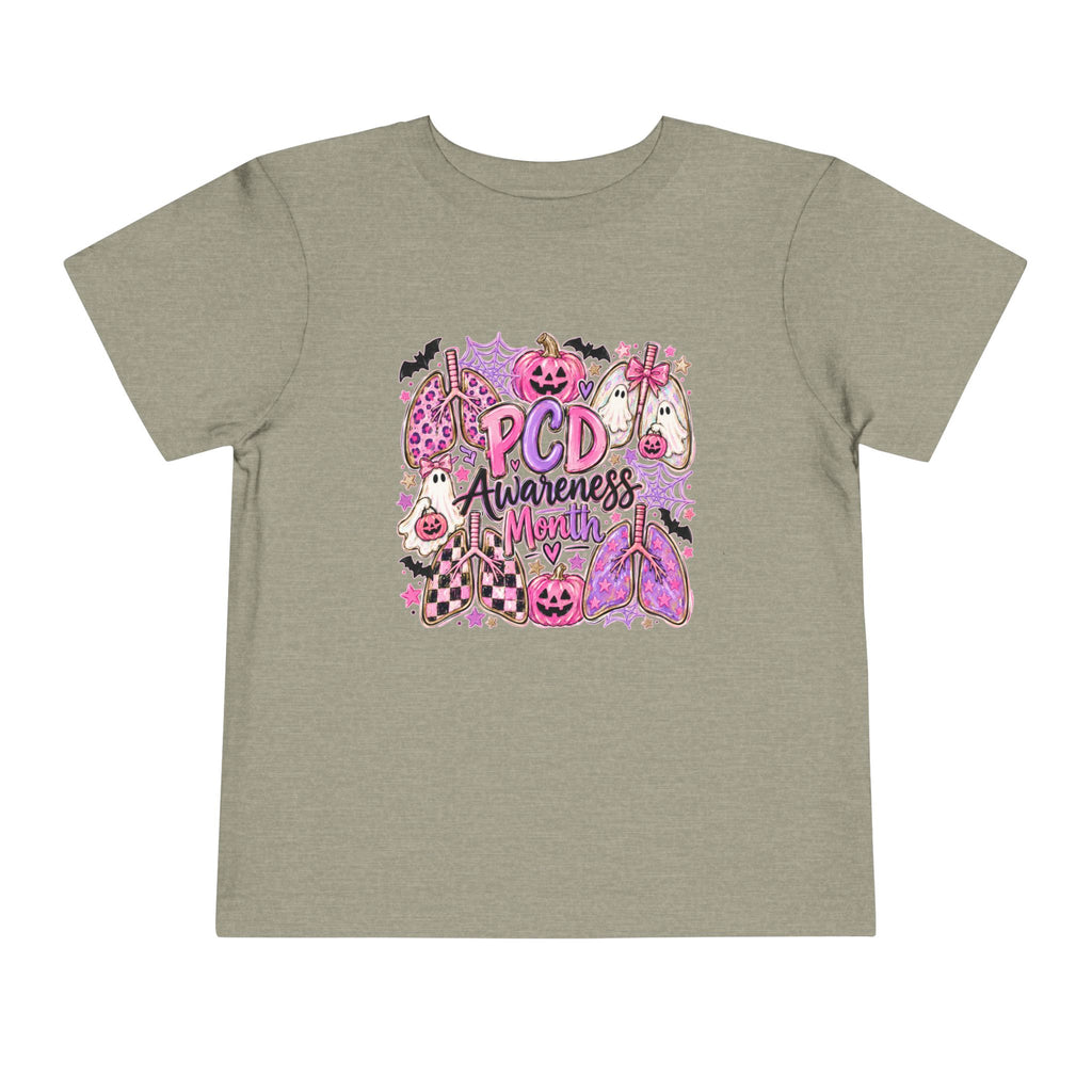Toddler Tee — "PCD Awareness" Pink Halloween Lungs Design