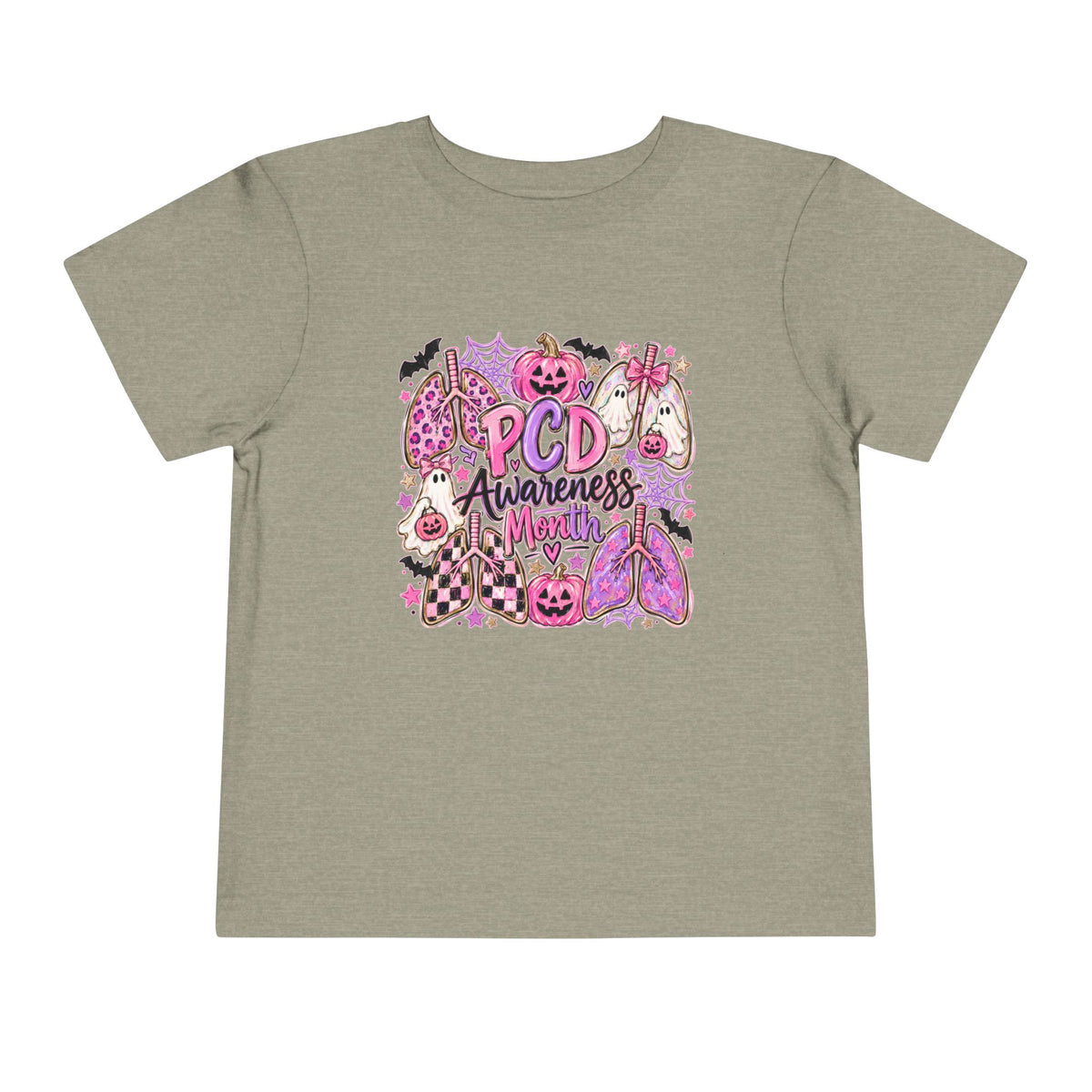 Toddler Tee — "PCD Awareness" Pink Halloween Lungs Design