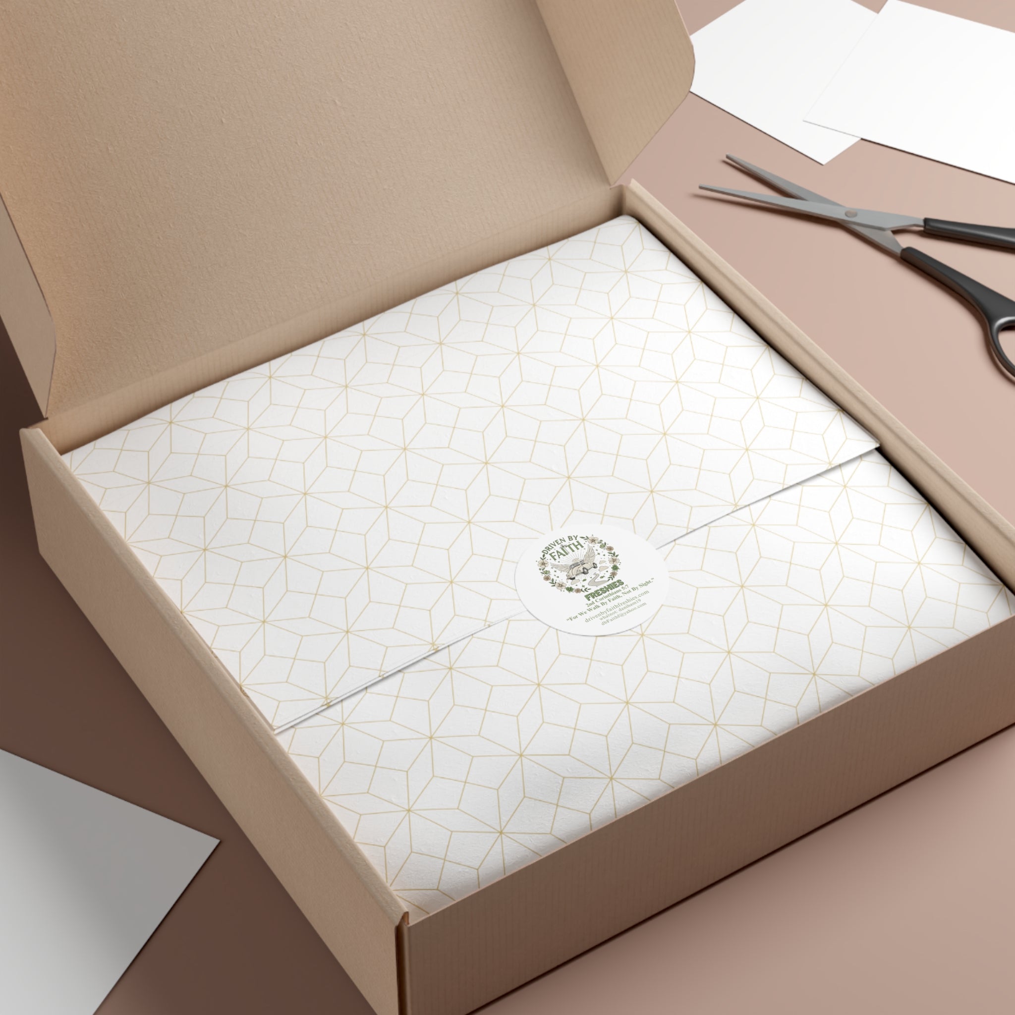 Driven By Faith Round Sticker — 'Freshies' Inspirational Vinyl Sticker with 2 Corinthians 5:7- Dani