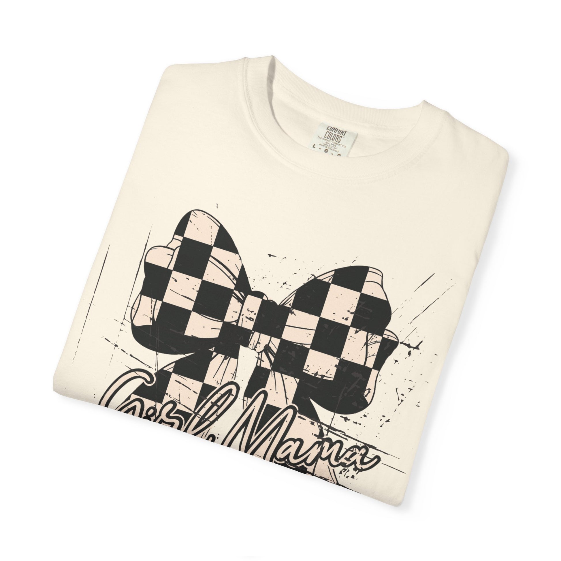 Girl Mama-Distressed Checkered Coquette Tee