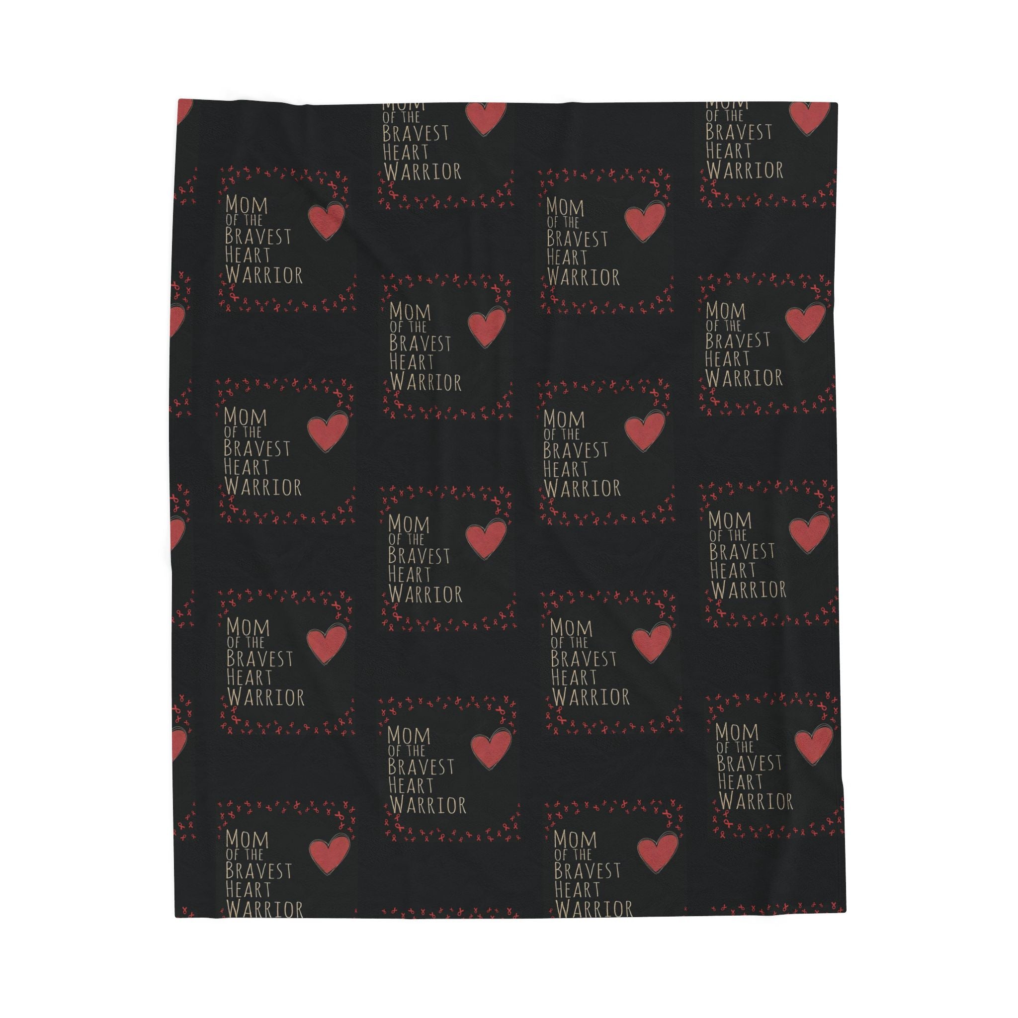 Plush Blanket — "Mom of the Bravest Heart Warrior" Heart & Ribbon Tribute