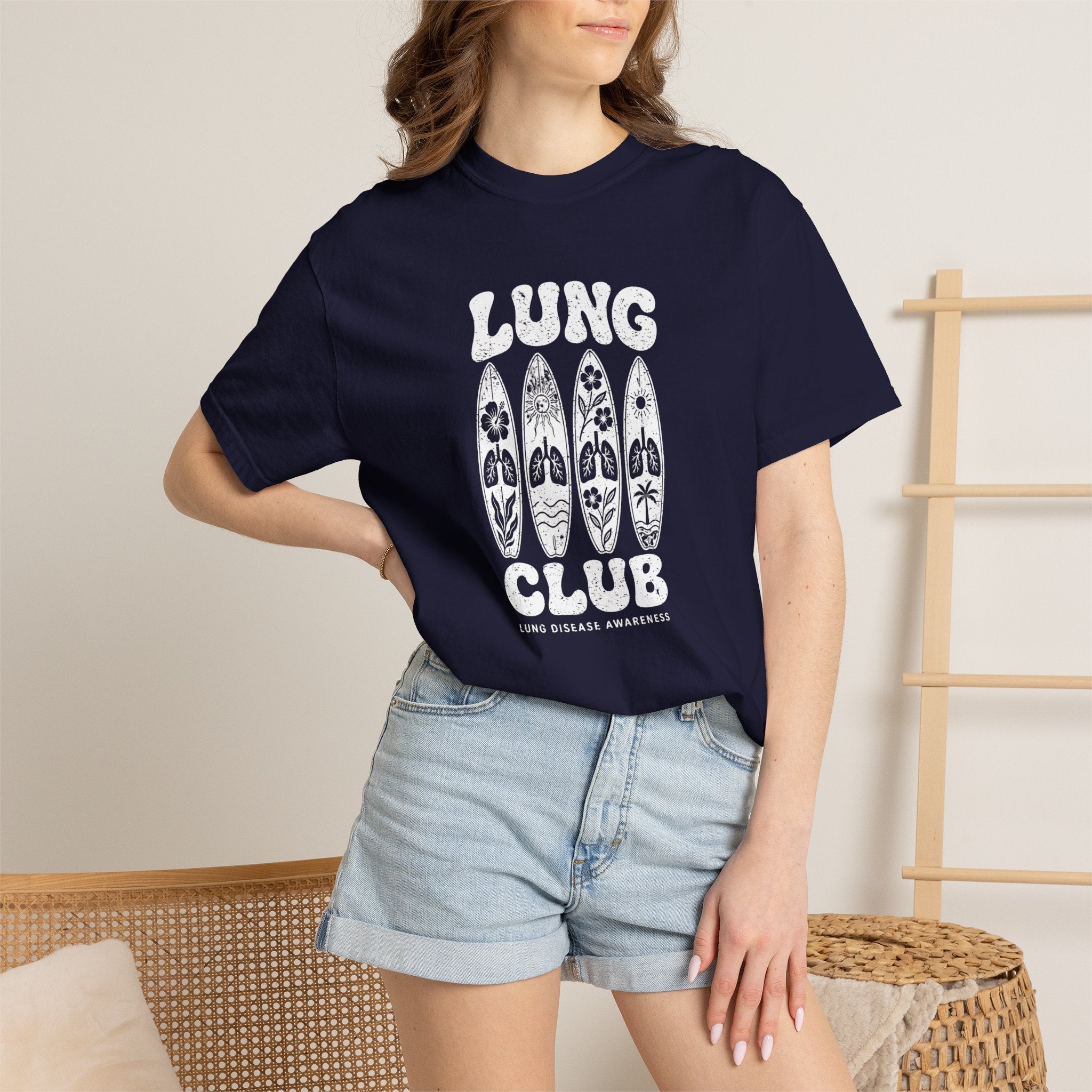 Surfboard 'Lung Club' Graphic T-Shirt — Retro Beach Vibe Tee