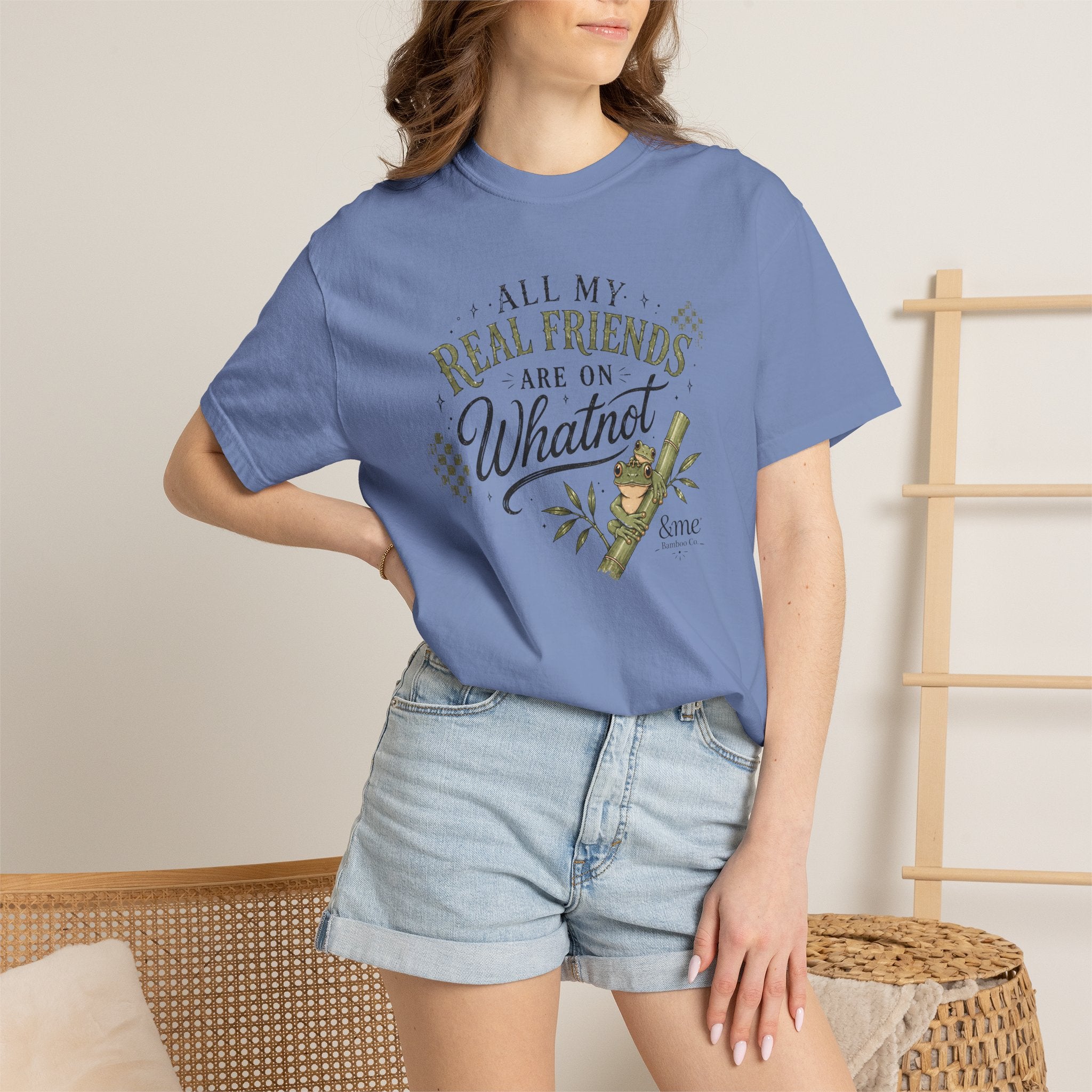 Andme Bamboo — "All My Real Friends Are On Whatnot" Graphic Tee