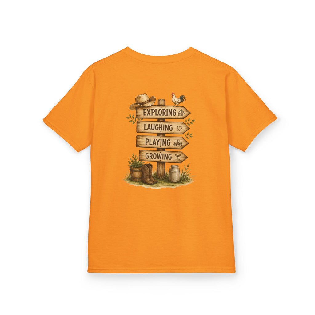 Kids Tee — "Grandkids Camp with Nannie & Papa" Rustic Farm Sign Tee