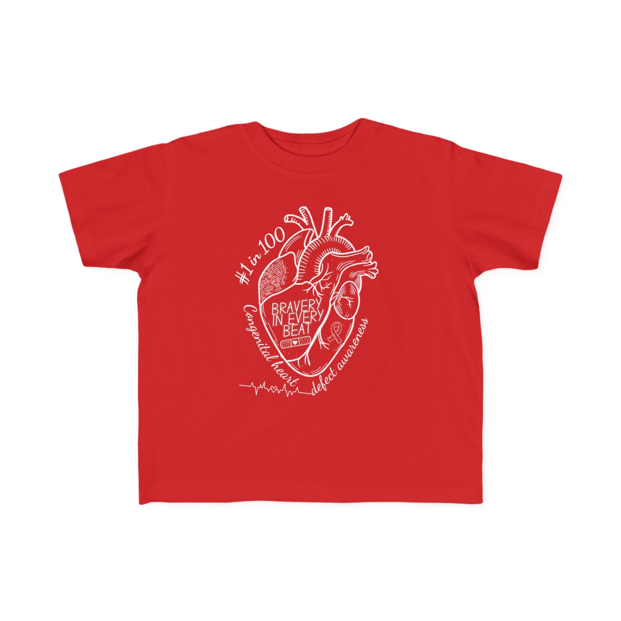 Toddler Tee — 'Bravery in Every Beat' CHD Heart Graphic