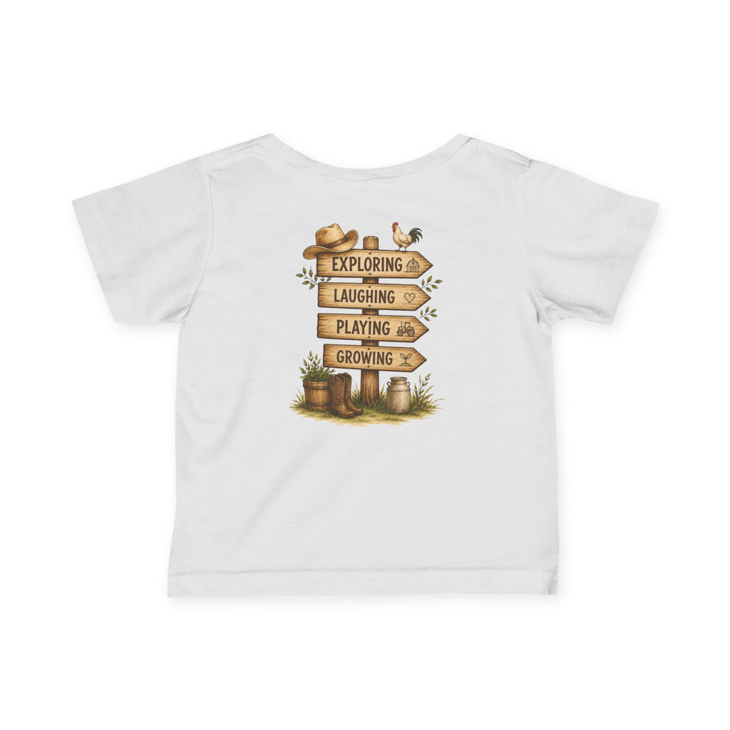 Infant Tee — “Grandkids Camp with Nonnie & Papa” Baby Shirt (Exploring, Laughing, Playing, Growing)