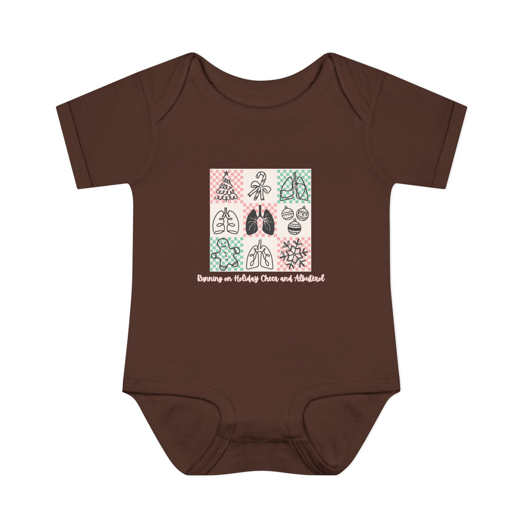 Infant Onesie Running on Holiday Cheer and Albuterol