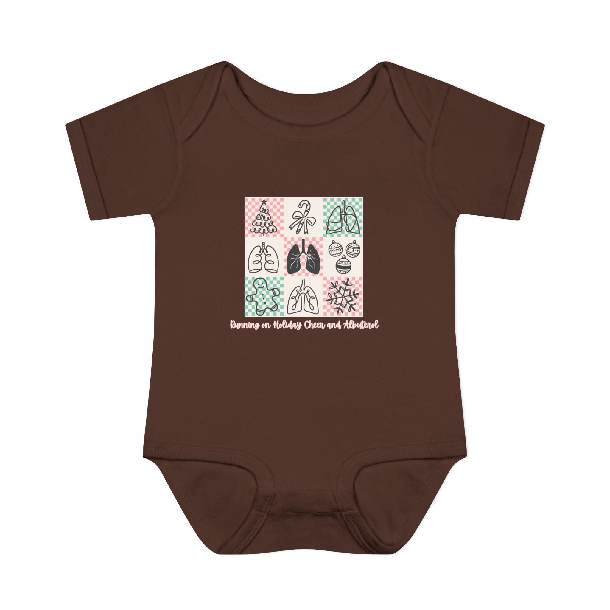 Infant Onesie Running on Holiday Cheer and Albuterol