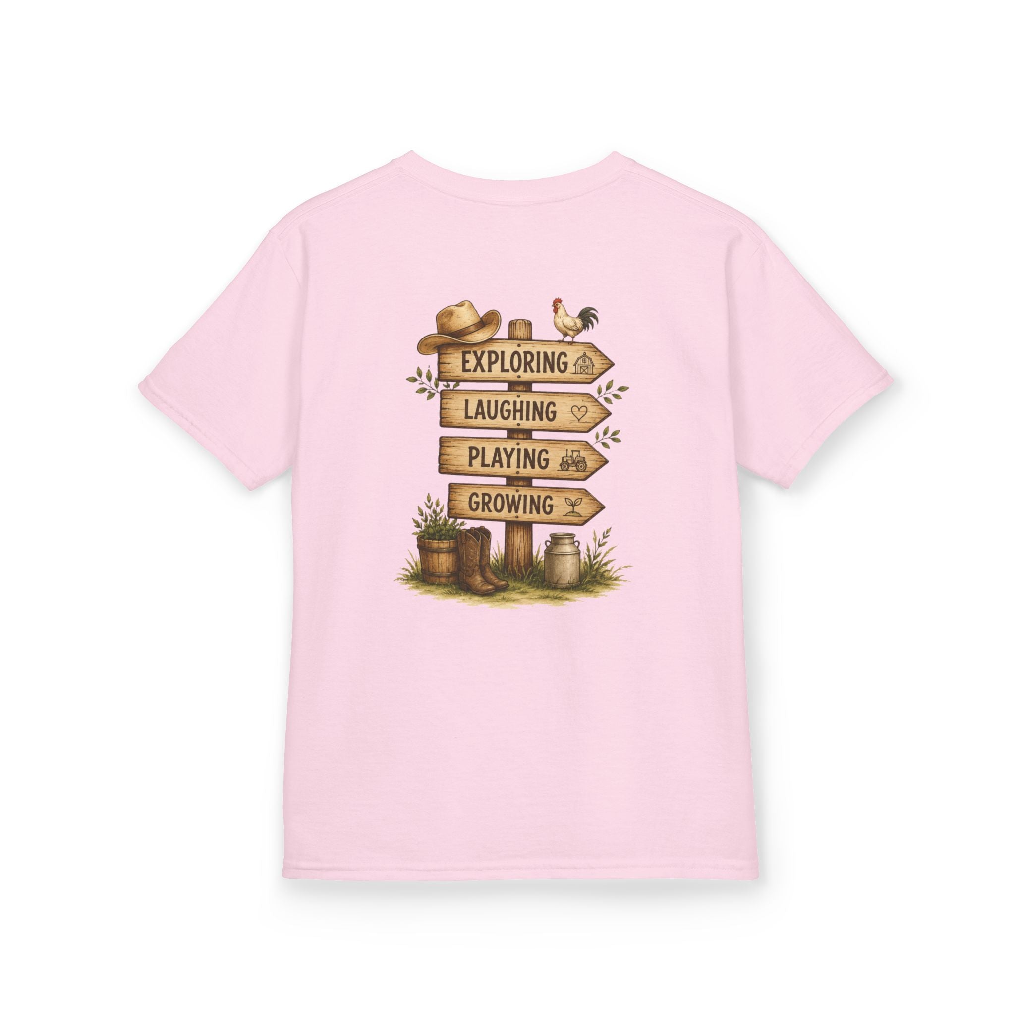 Kids Tee — "Grandkids Camp with Nannie & Papa" Rustic Farm Sign Tee