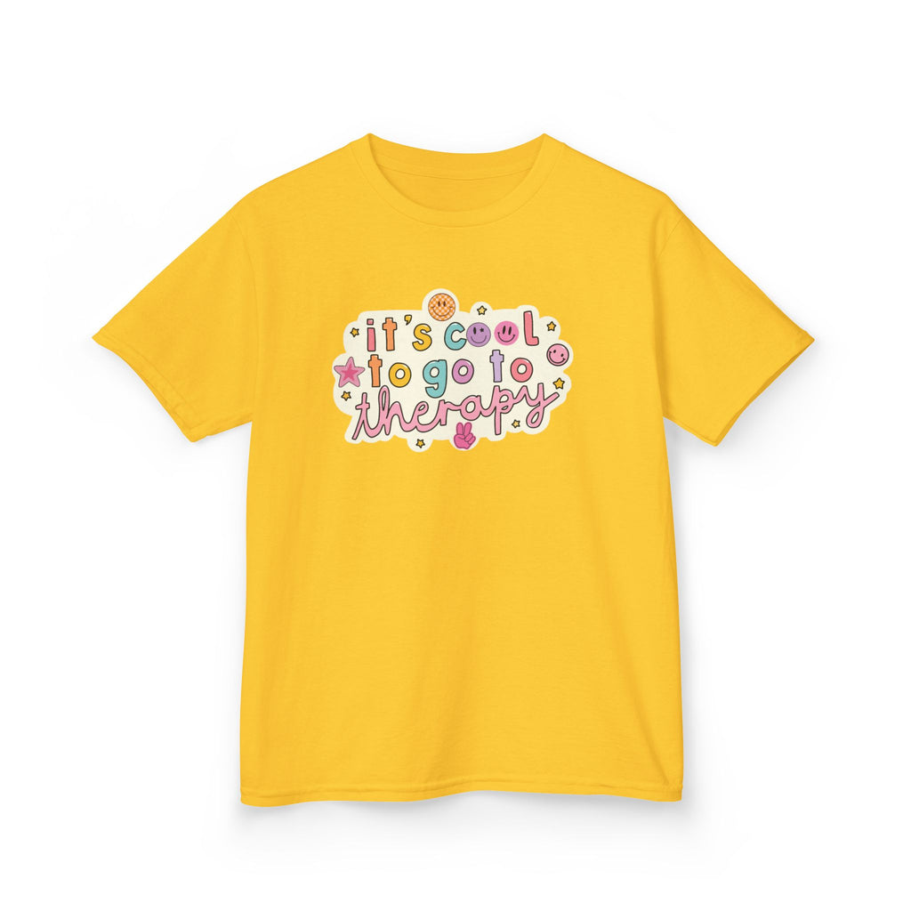 Kids Tee — "It's Cool to Go to Therapy" Retro Flower Therapy Tee