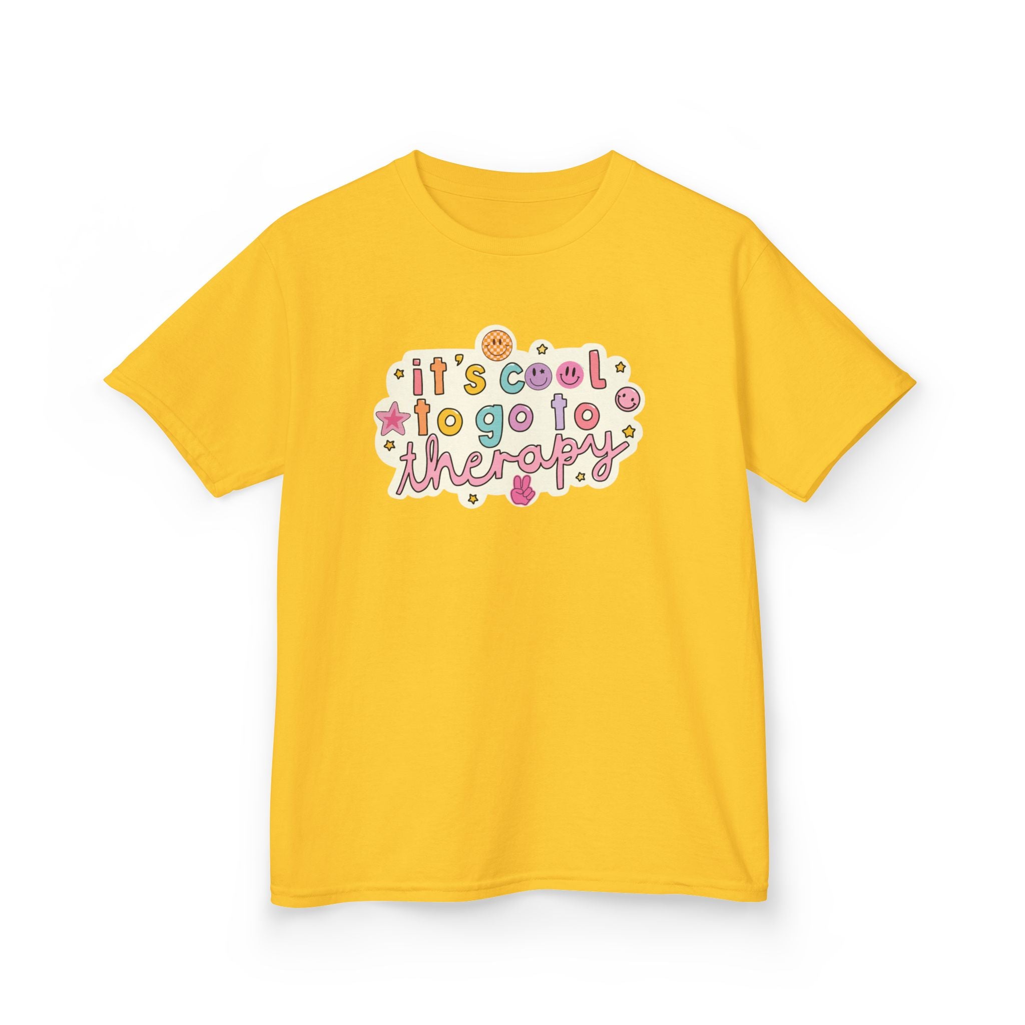 Kids Tee — "It's Cool to Go to Therapy" Retro Flower Therapy Tee