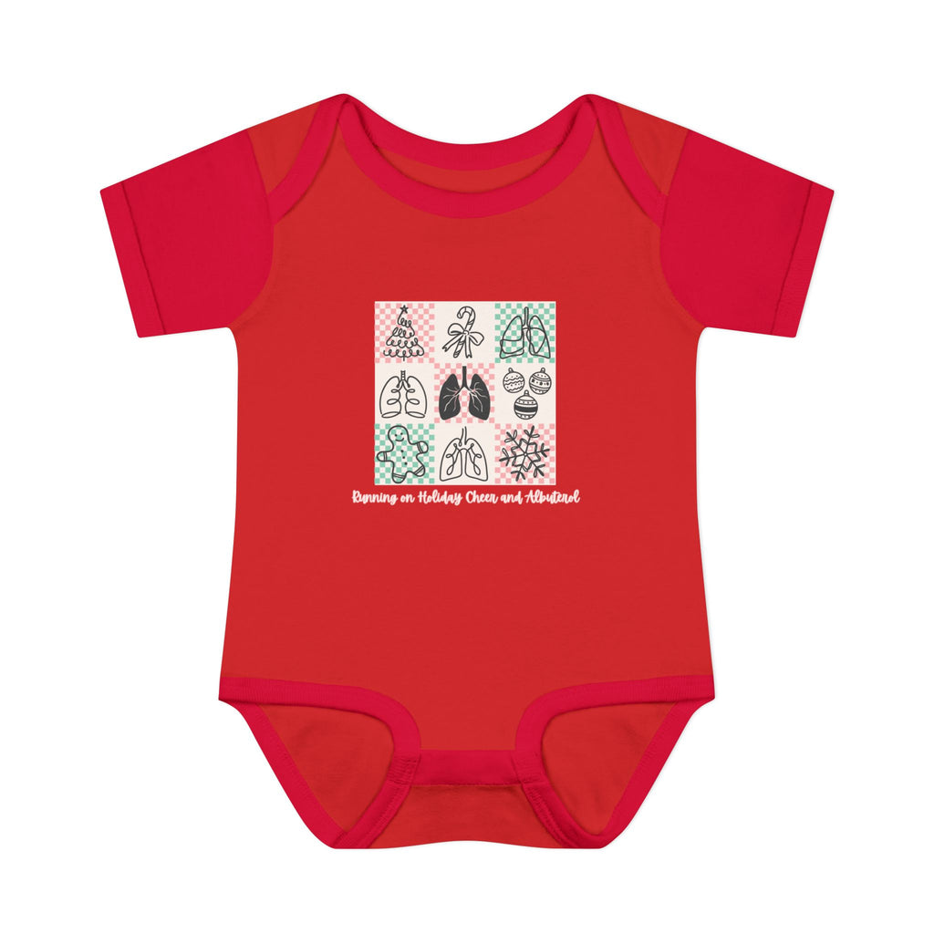 Infant Onesie Running on Holiday Cheer and Albuterol