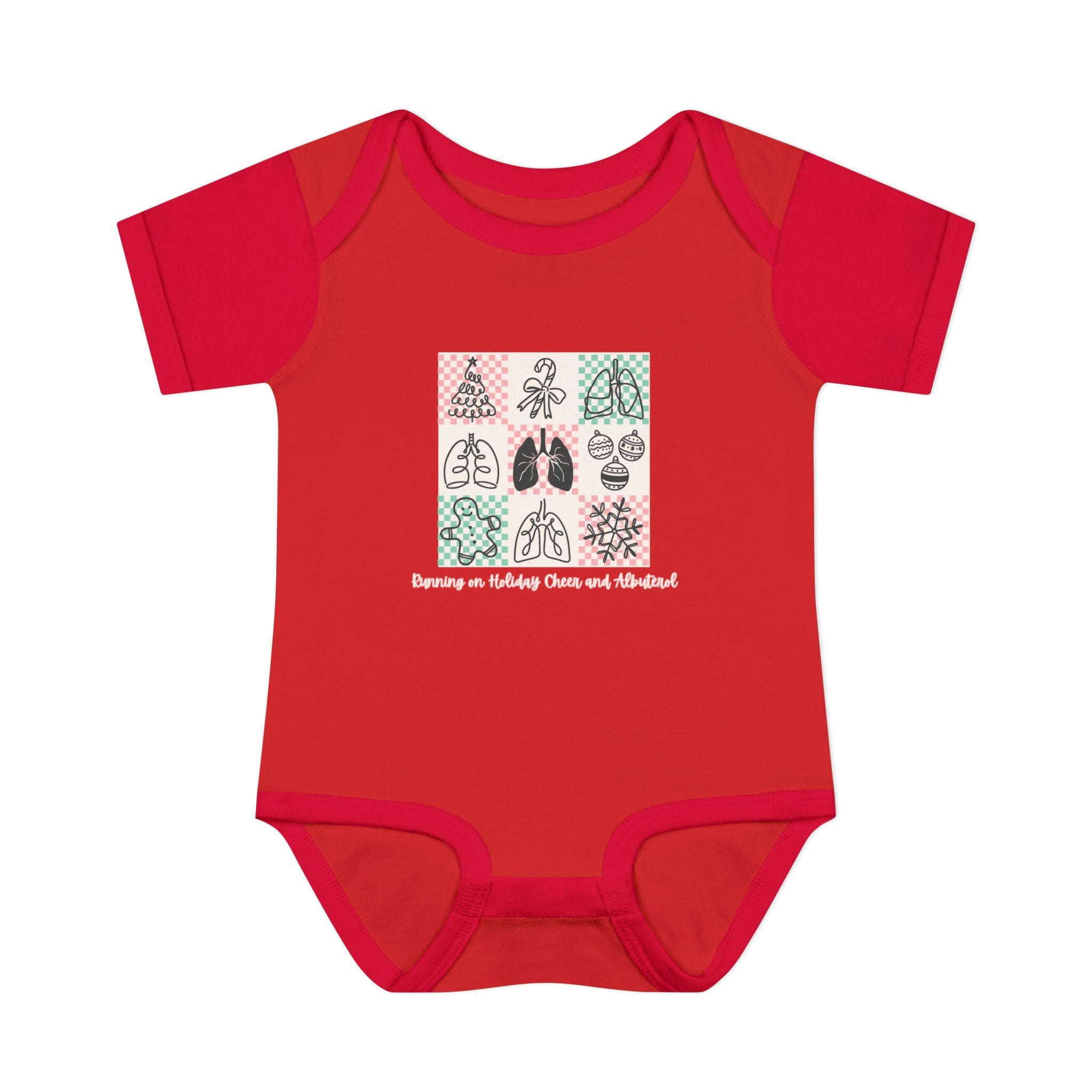 Infant Onesie Running on Holiday Cheer and Albuterol