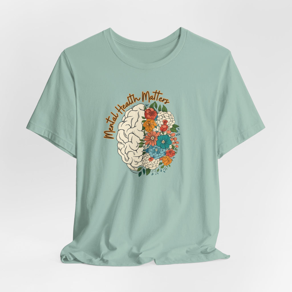 Mental Health Matters T-Shirt — Floral Brain Awareness Tee