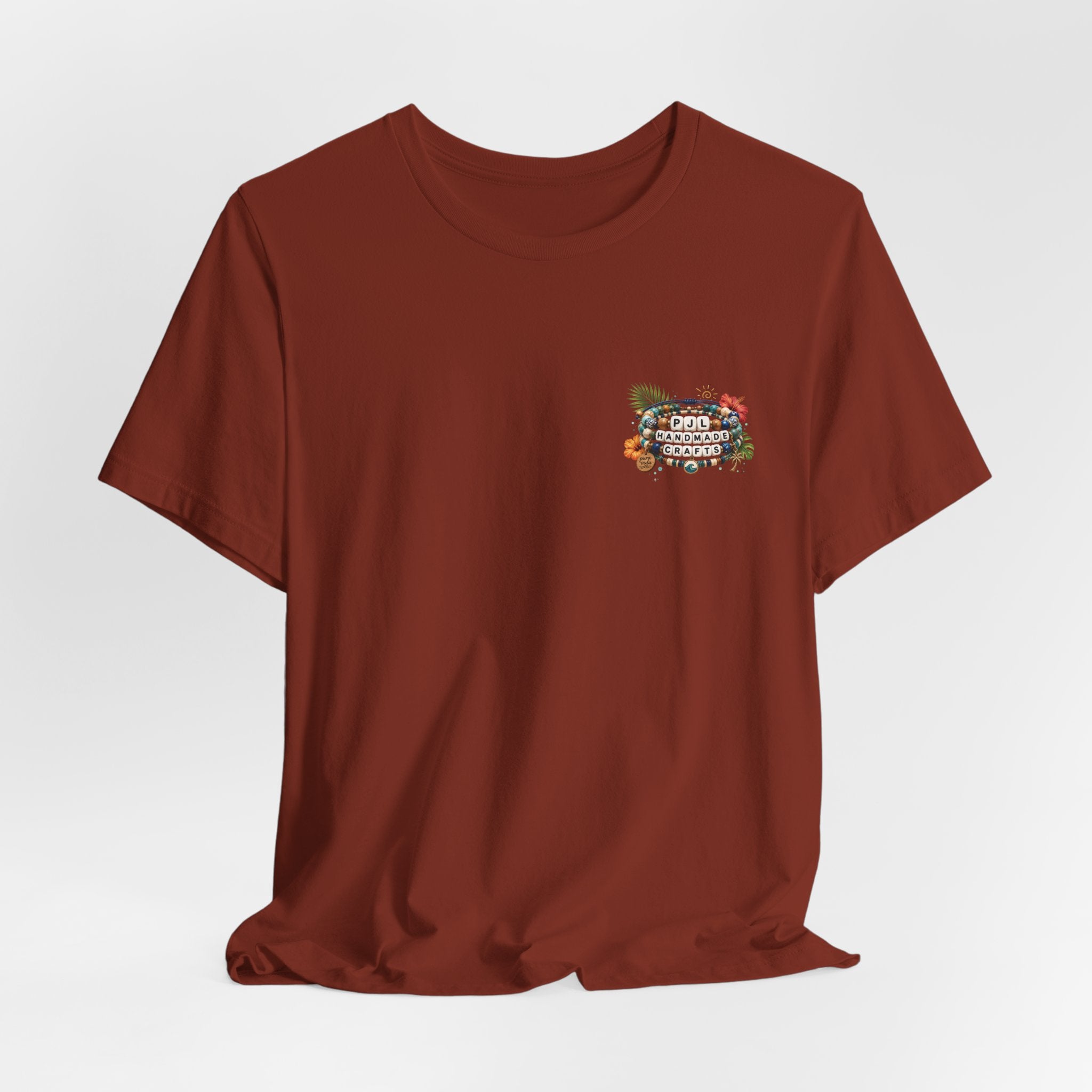 PJL Handmade Crafts Beaded Logo T-Shirt