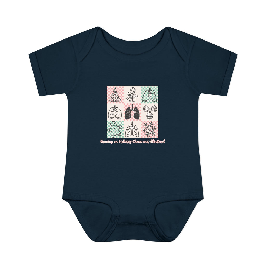 Infant Onesie Running on Holiday Cheer and Albuterol