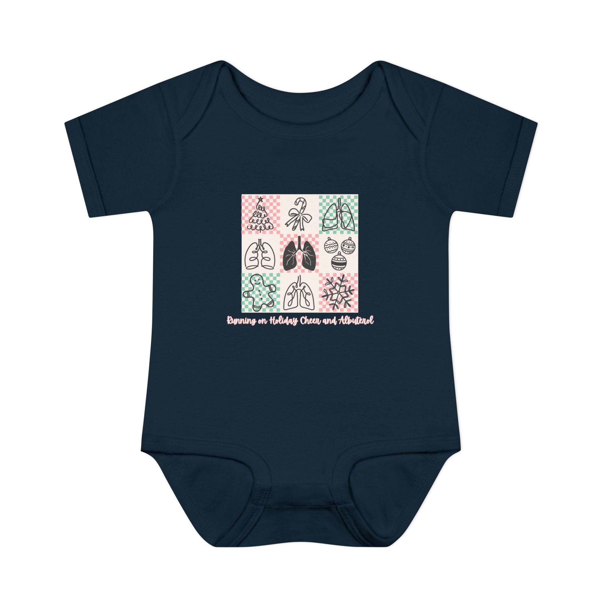 Infant Onesie Running on Holiday Cheer and Albuterol