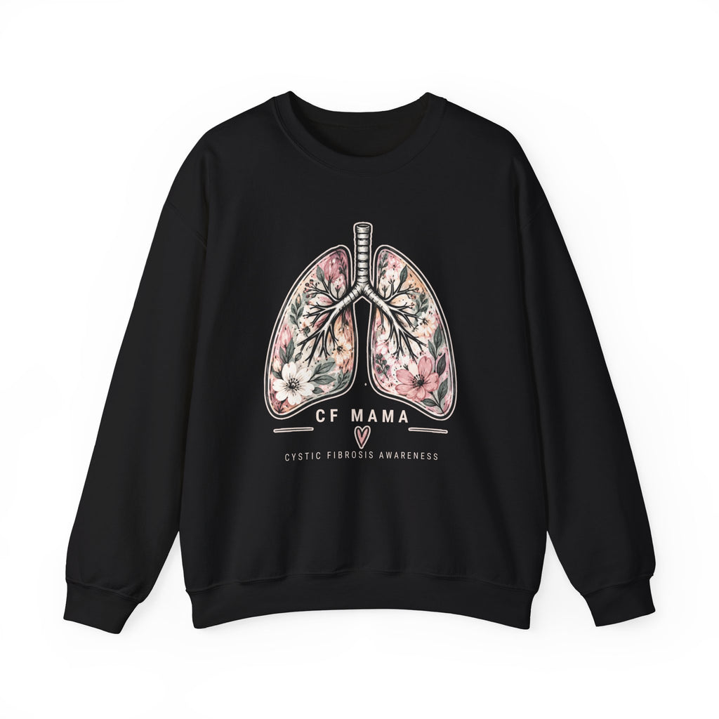 Lung Floral Crewneck Sweatshirt — CF MAMA Respiratory Awareness Pullover