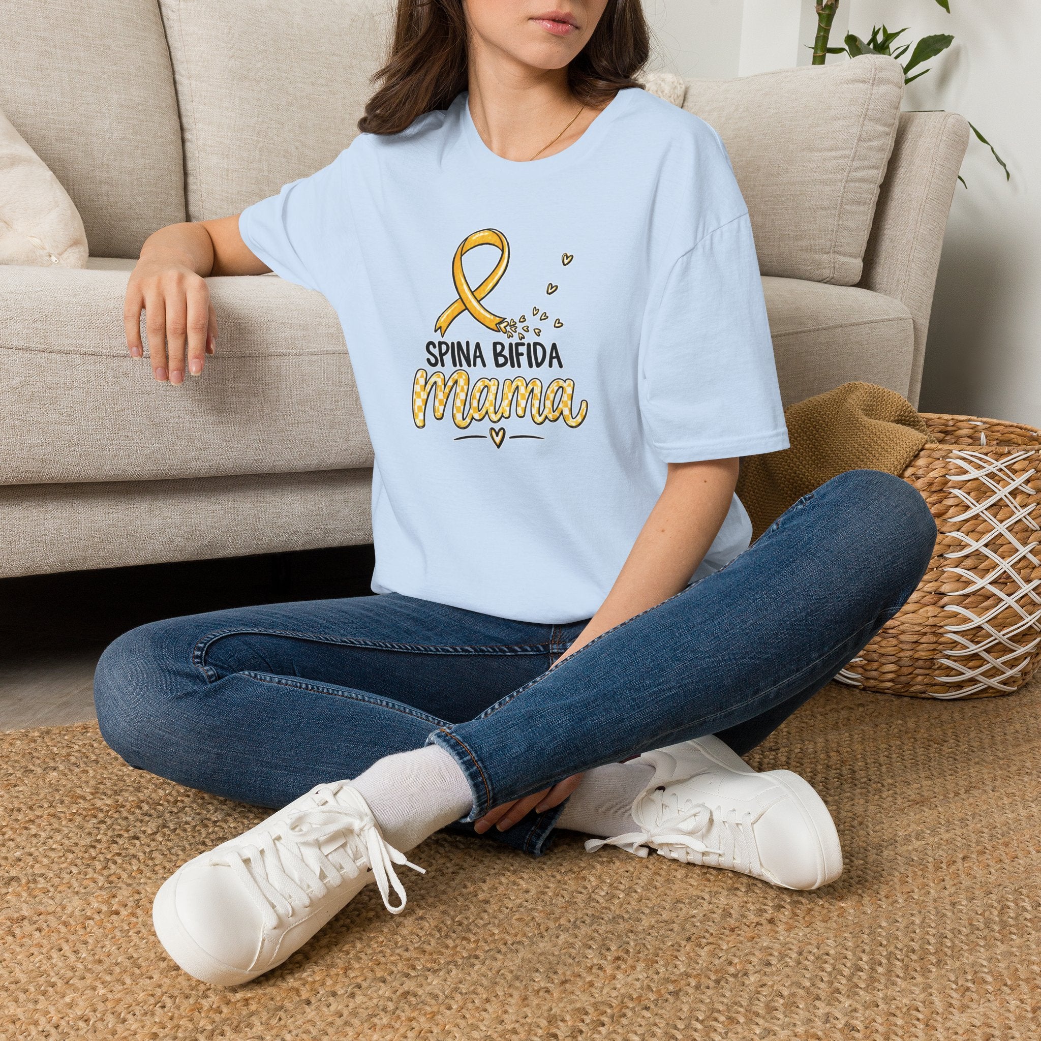 Spina Bifida Mama T-Shirt — Gold Awareness Ribbon Mom Tee