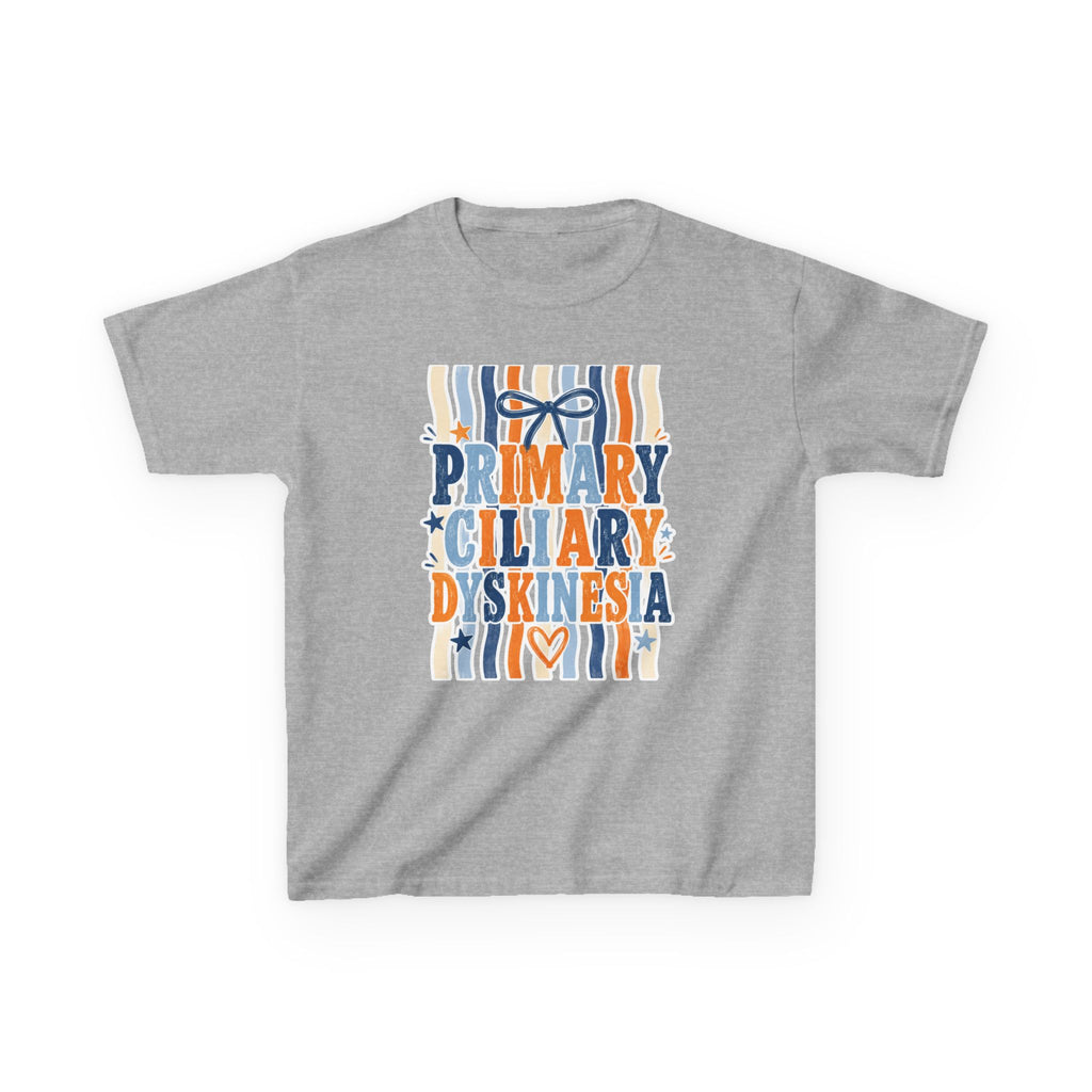 The Jentri- Primary Ciliary Dyskinesia Awareness Kids Tee — Orange & Blue Ribbon Design