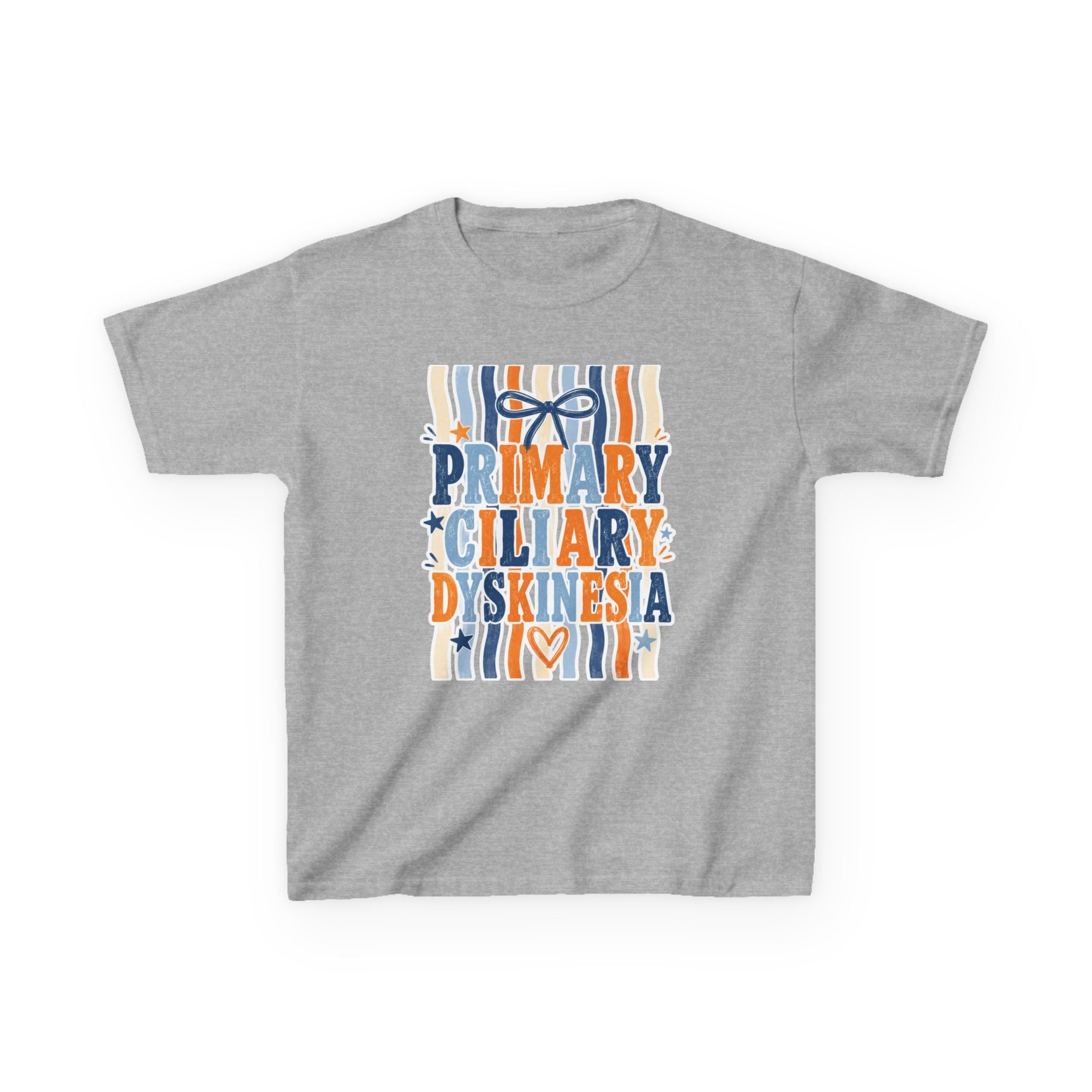 The Jentri- Primary Ciliary Dyskinesia Awareness Kids Tee — Orange & Blue Ribbon Design