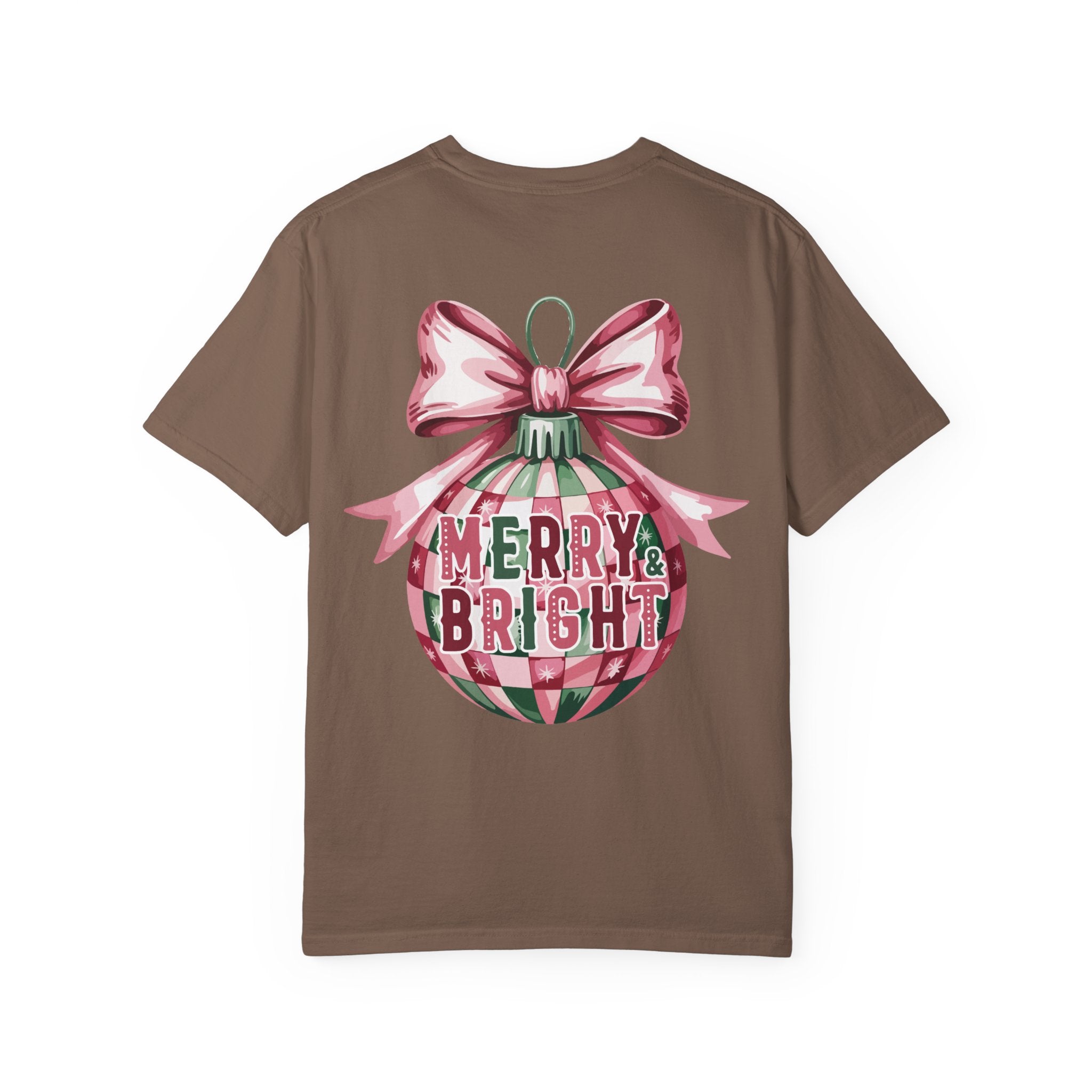 Holiday Patchwork Tee - "Merry & Bright" Graphic T-Shirt
