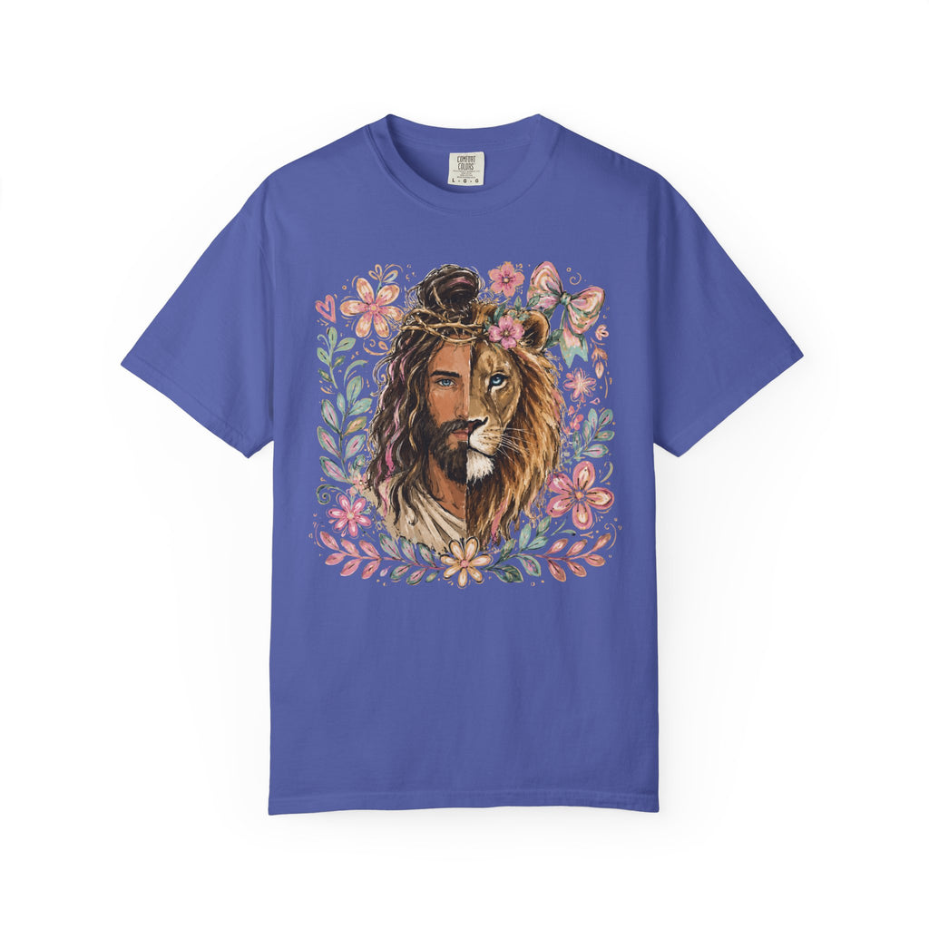 Lion of Judah T‑Shirt — Jesus and Lion Floral Faith Tee